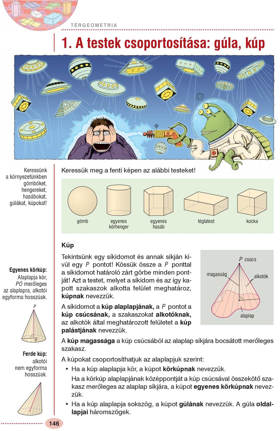 Tekintsünk egy síkidomot és annak síkján kívül egy P pontot! Kössük össze a P ponttal a síkidomot határoló zárt görbe minden pontját!