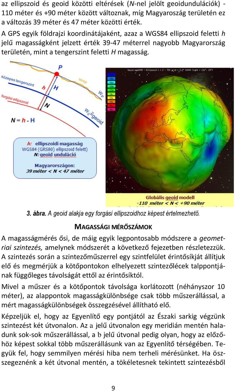 A geoid alakja egy forgási ellipszoidhoz képest értelmezhető.