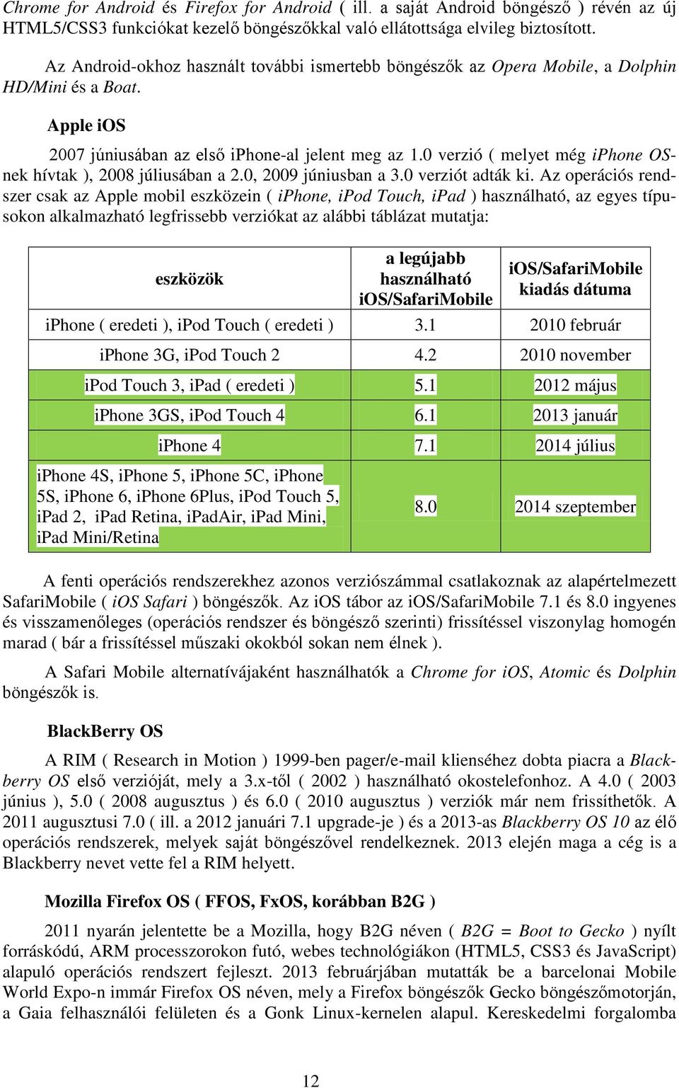 0 verzió ( melyet még iphone OSnek hívtak ), 2008 júliusában a 2.0, 2009 júniusban a 3.0 verziót adták ki.