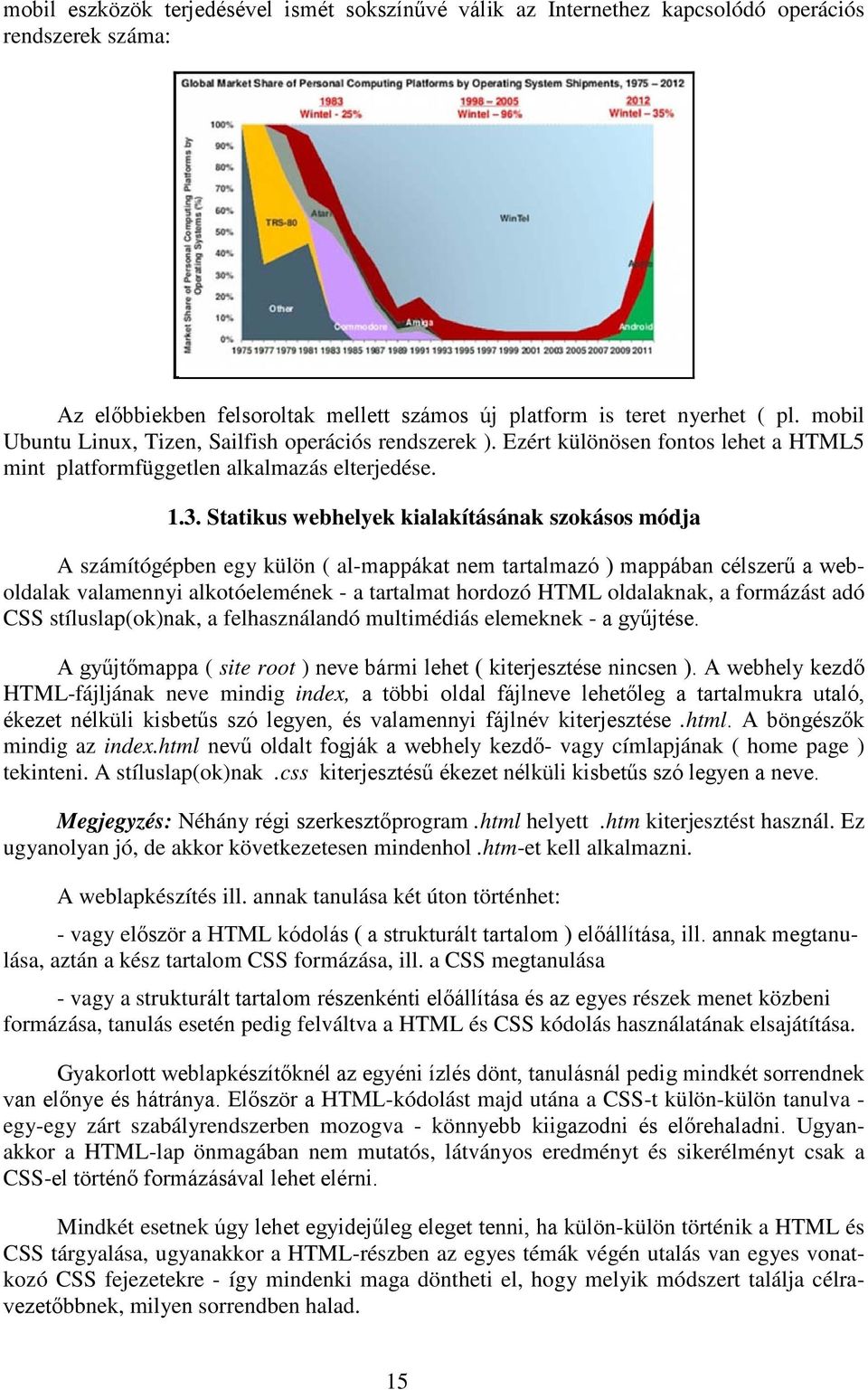 Statikus webhelyek kialakításának szokásos módja A számítógépben egy külön ( al-mappákat nem tartalmazó ) mappában célszerű a weboldalak valamennyi alkotóelemének - a tartalmat hordozó HTML