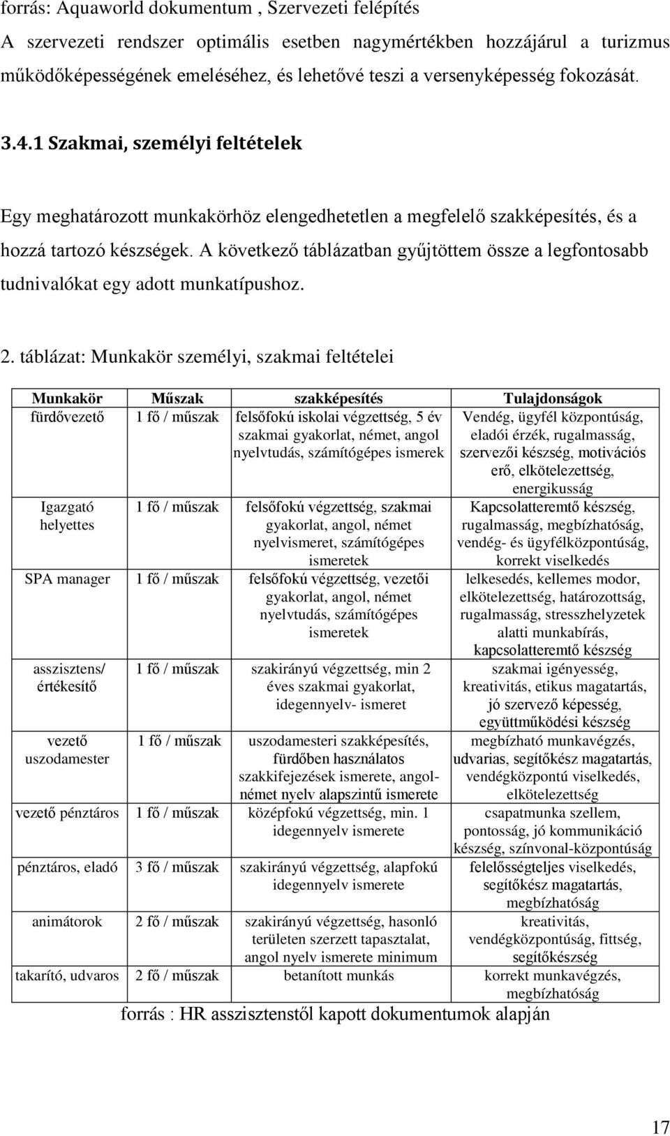 A következő táblázatban gyűjtöttem össze a legfontosabb tudnivalókat egy adott munkatípushoz. 2.