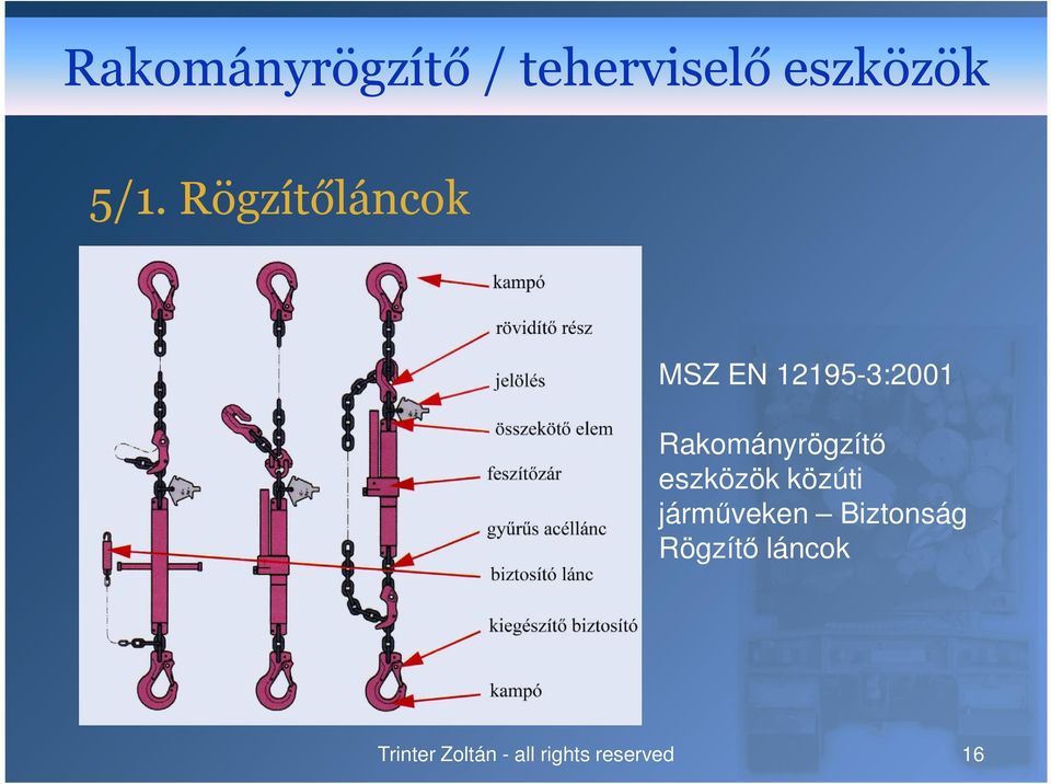 Rögzítőláncok MSZ EN 12195-3:2001