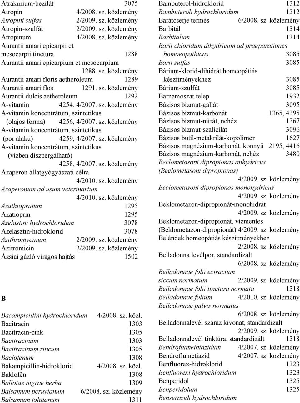 sz. közlemény A-vitamin koncentrátum, szi