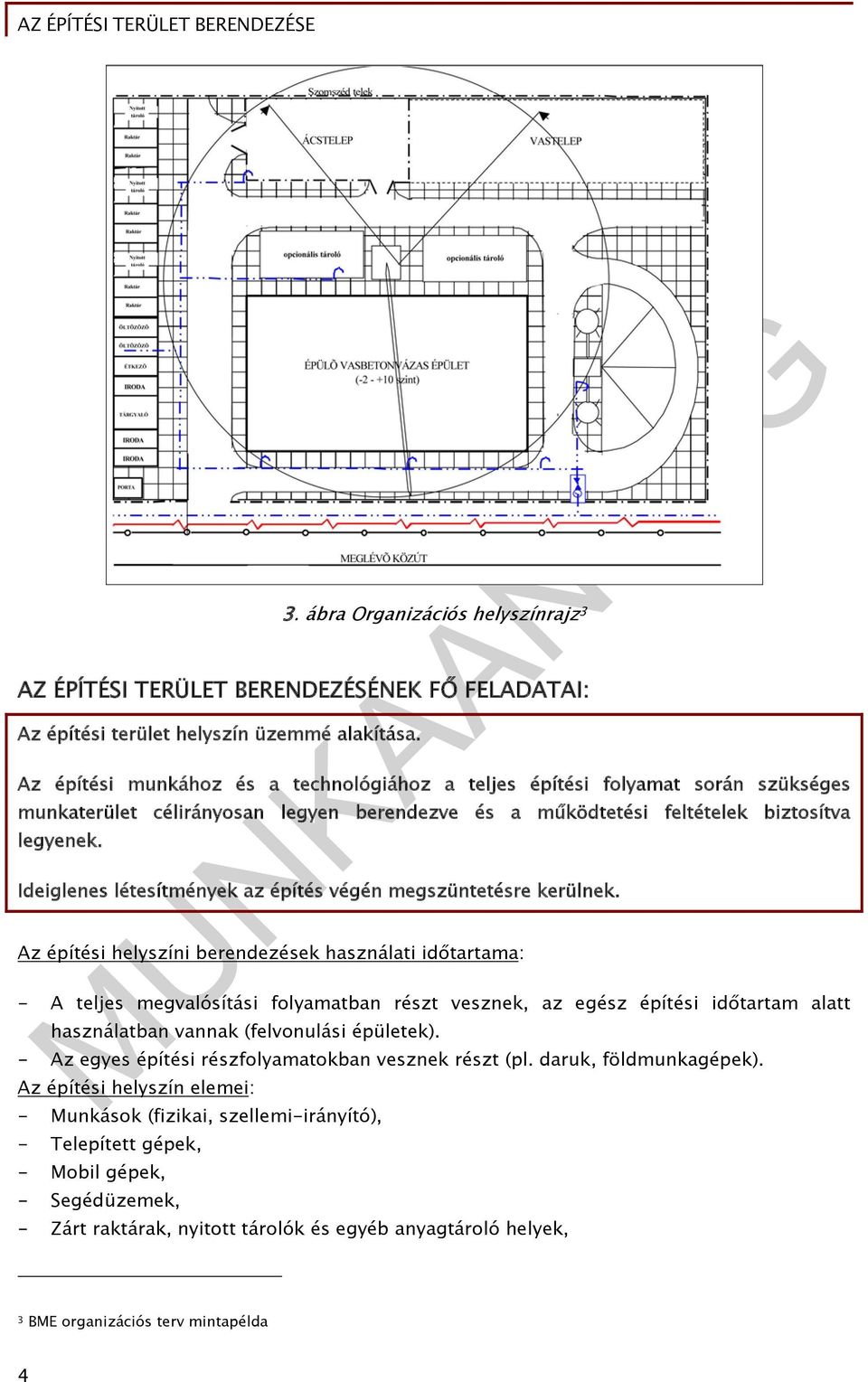 Ideiglenes létesítmények az építés végén megszüntetésre kerülnek.