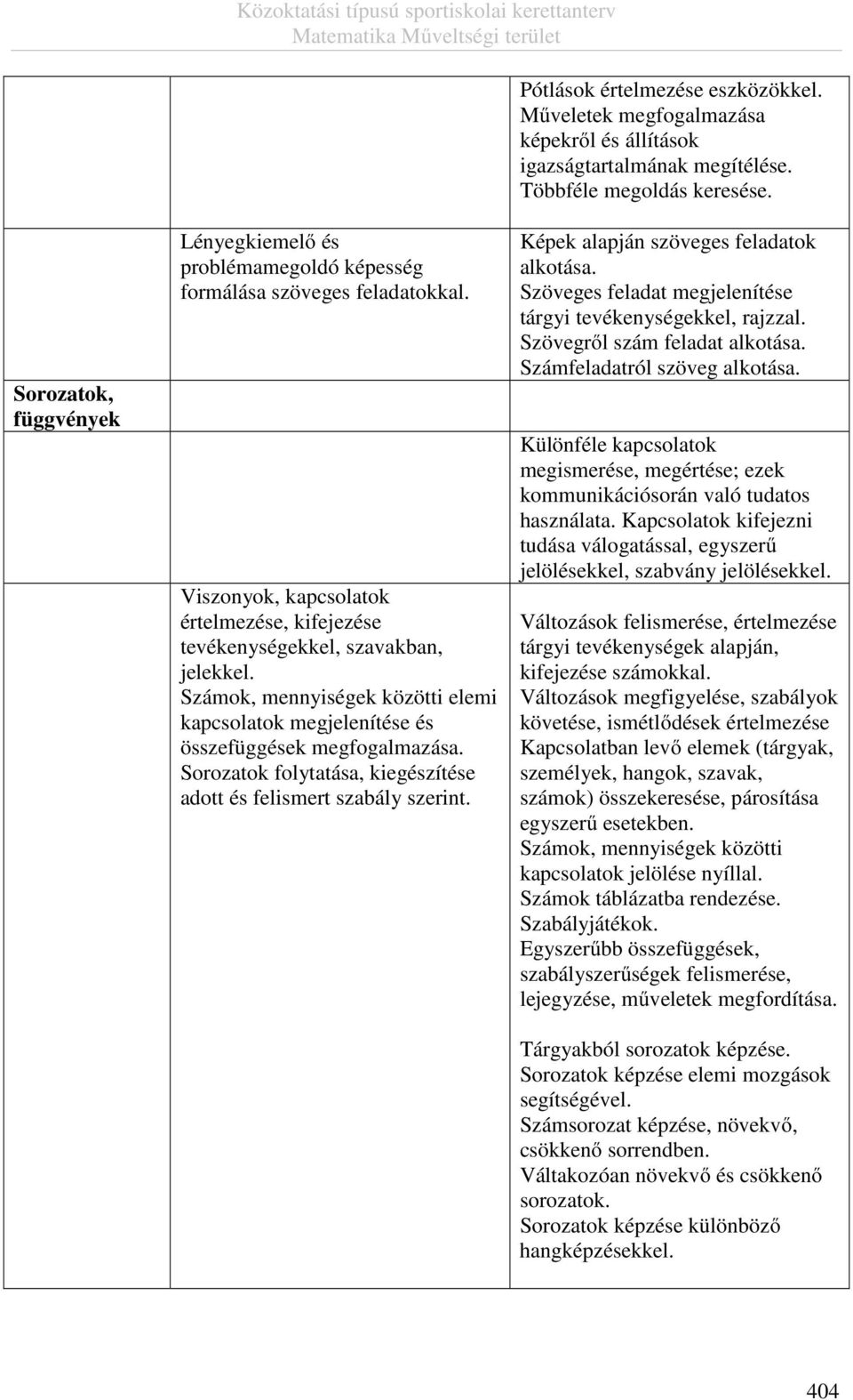 Számok, mennyiségek közötti elemi kapcsolatok megjelenítése és összefüggések megfogalmazása. Sorozatok folytatása, kiegészítése adott és felismert szabály szerint.