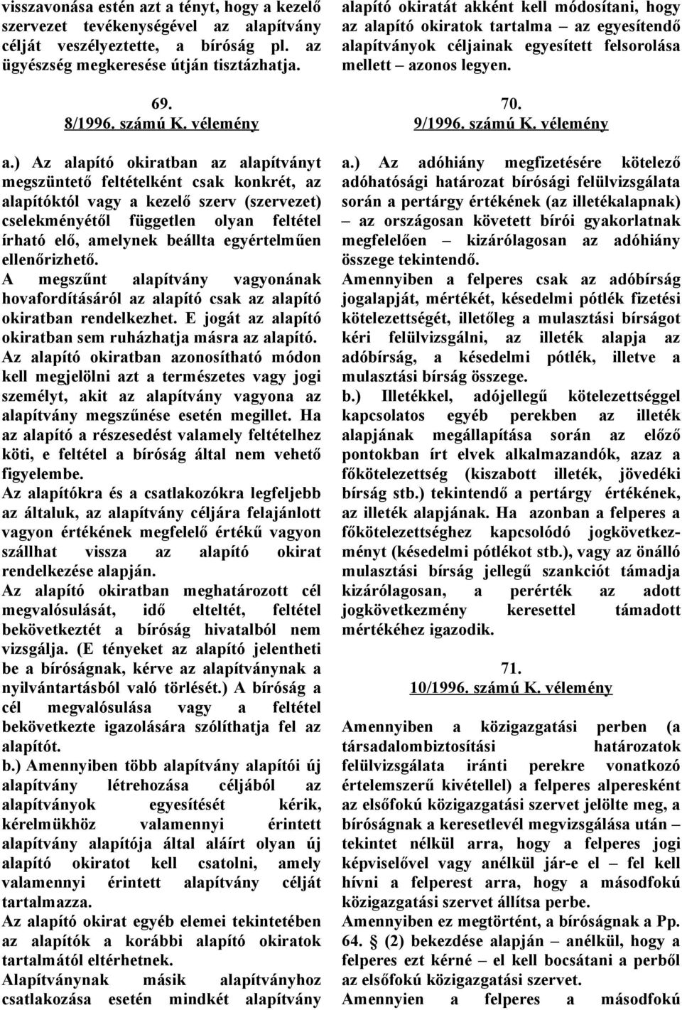 egyértelműen ellenőrizhető. A megszűnt alapítvány vagyonának hovafordításáról az alapító csak az alapító okiratban rendelkezhet. E jogát az alapító okiratban sem ruházhatja másra az alapító.