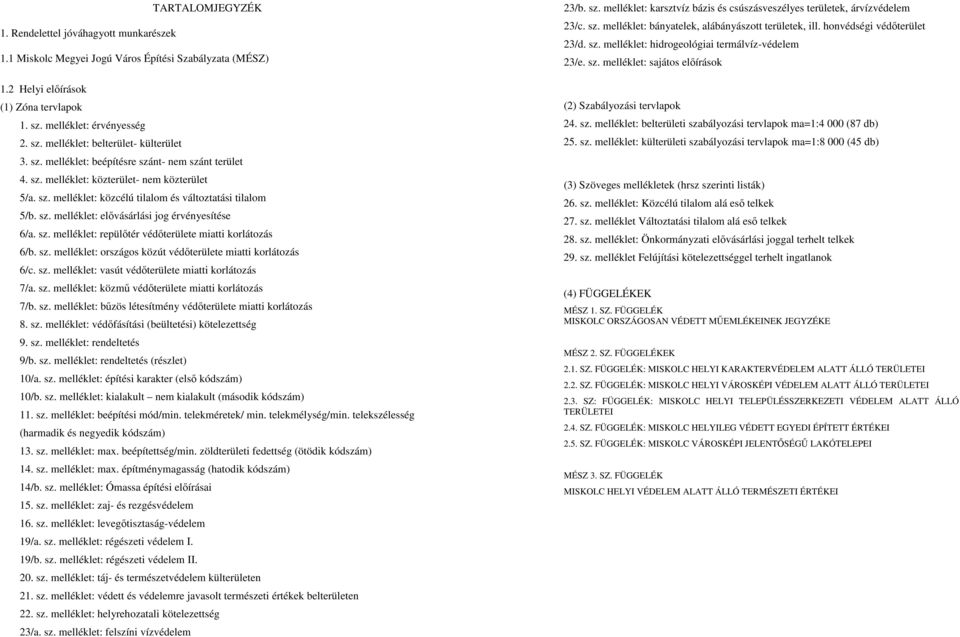 sz. melléklet: repülőtér védőterülete miatti korlátozás 6/b. sz. melléklet: országos közút védőterülete miatti korlátozás 6/c. sz. melléklet: vasút védőterülete miatti korlátozás 7/a. sz. melléklet: közmű védőterülete miatti korlátozás 7/b.