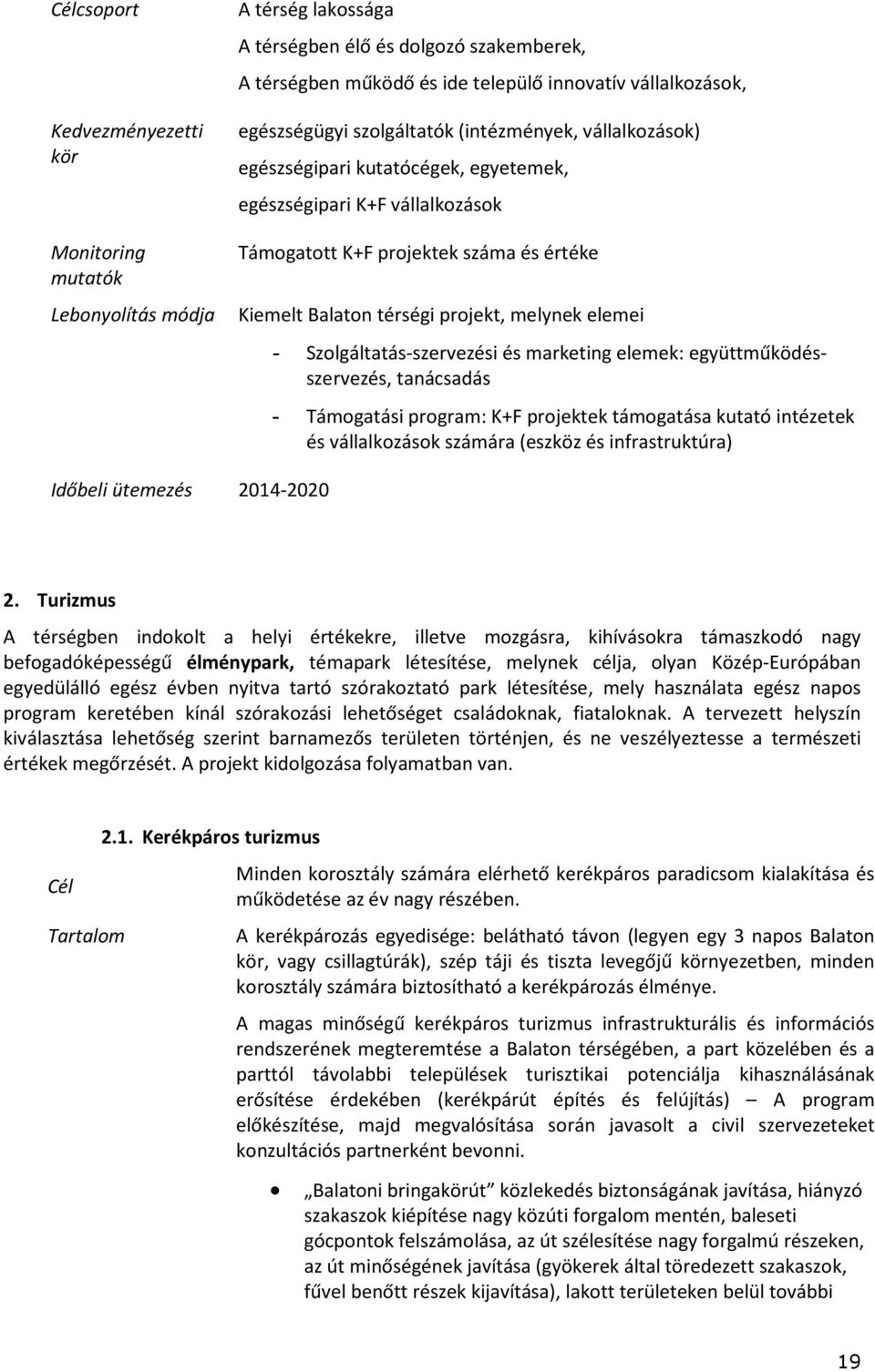 melynek elemei Időbeli ütemezés 2014-2020 - Szolgáltatás-szervezési és marketing elemek: együttműködésszervezés, tanácsadás - Támogatási program: K+F projektek támogatása kutató intézetek és