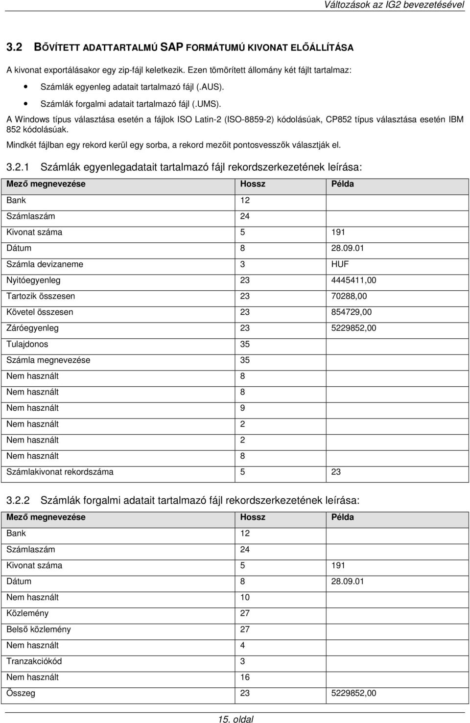 Mindkét fájlban egy rekord kerül egy sorba, a rekord mezıit pontosvesszık választják el. 3.2.