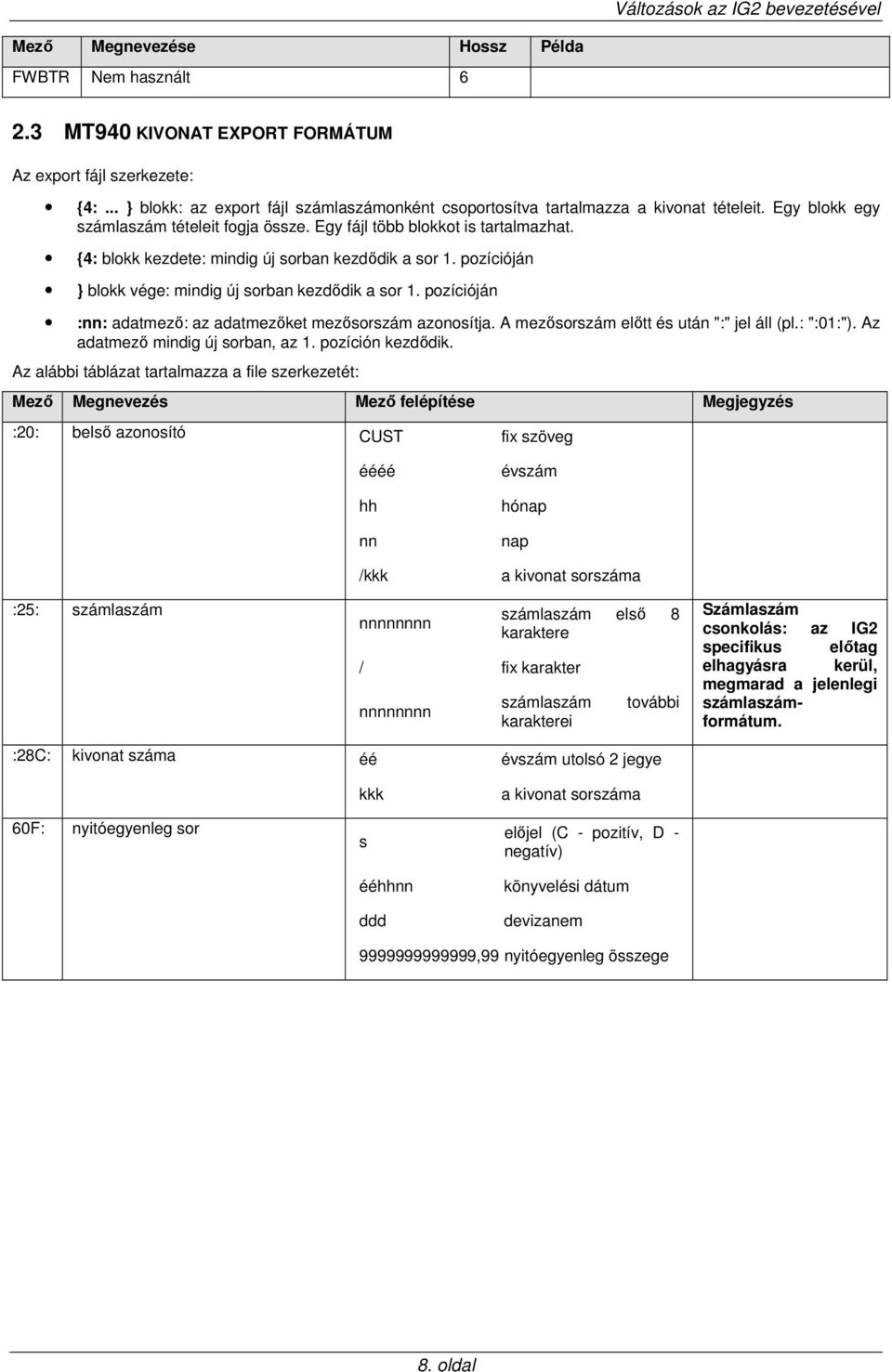 {4: blokk kezdete: mindig új sorban kezdıdik a sor 1. pozícióján } blokk vége: mindig új sorban kezdıdik a sor 1. pozícióján :nn: adatmezı: az adatmezıket mezısorszám azonosítja.