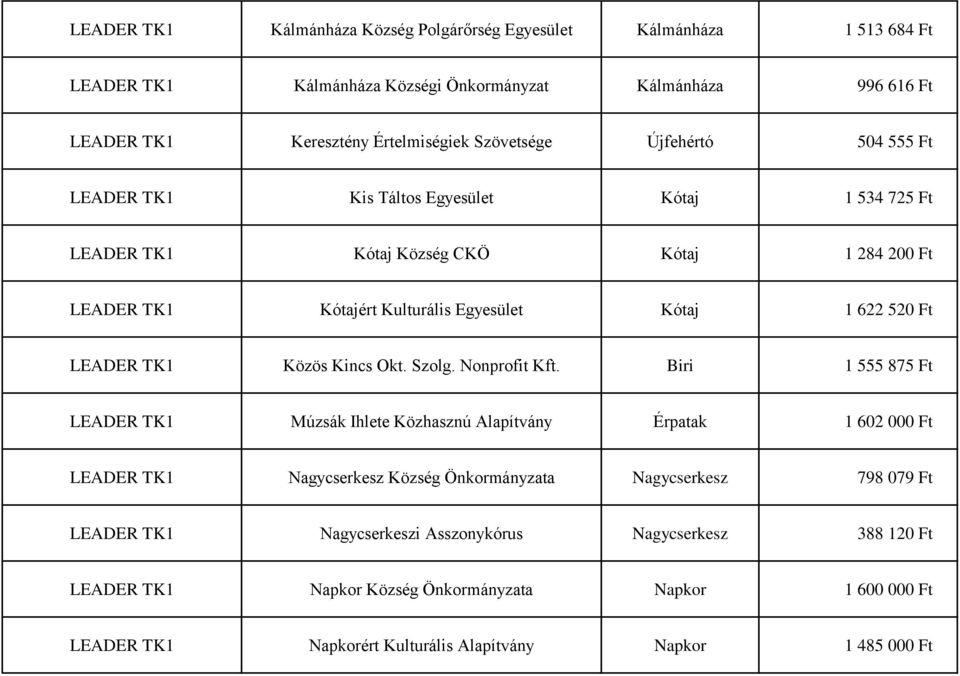 Közös Kincs Okt. Szolg. Nonprofit Kft.