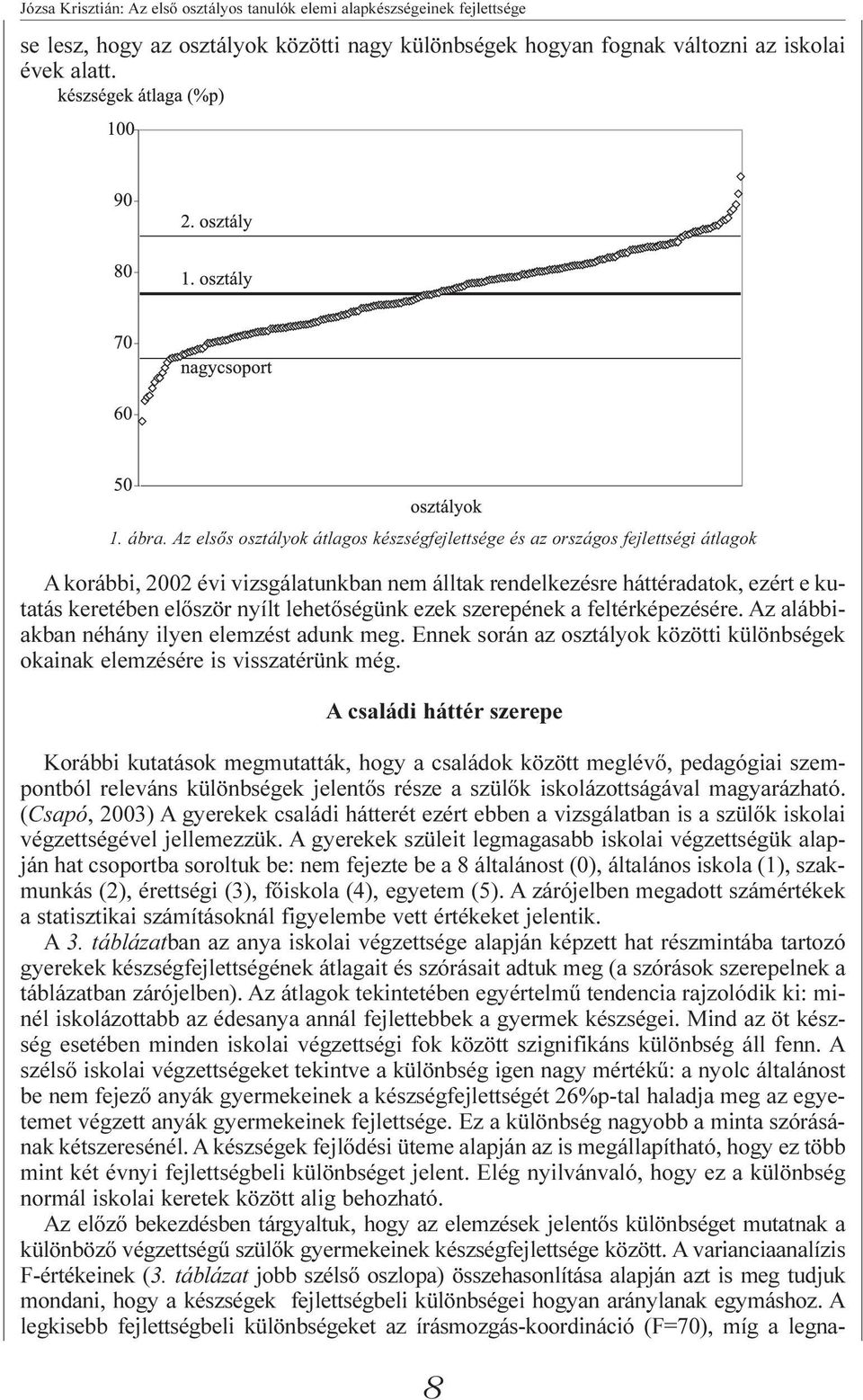 lehetõségünk ezek szerepének a feltérképezésére. Az alábbiakban néhány ilyen elemzést adunk meg. Ennek során az osztályok közötti különbségek okainak elemzésére is visszatérünk még.