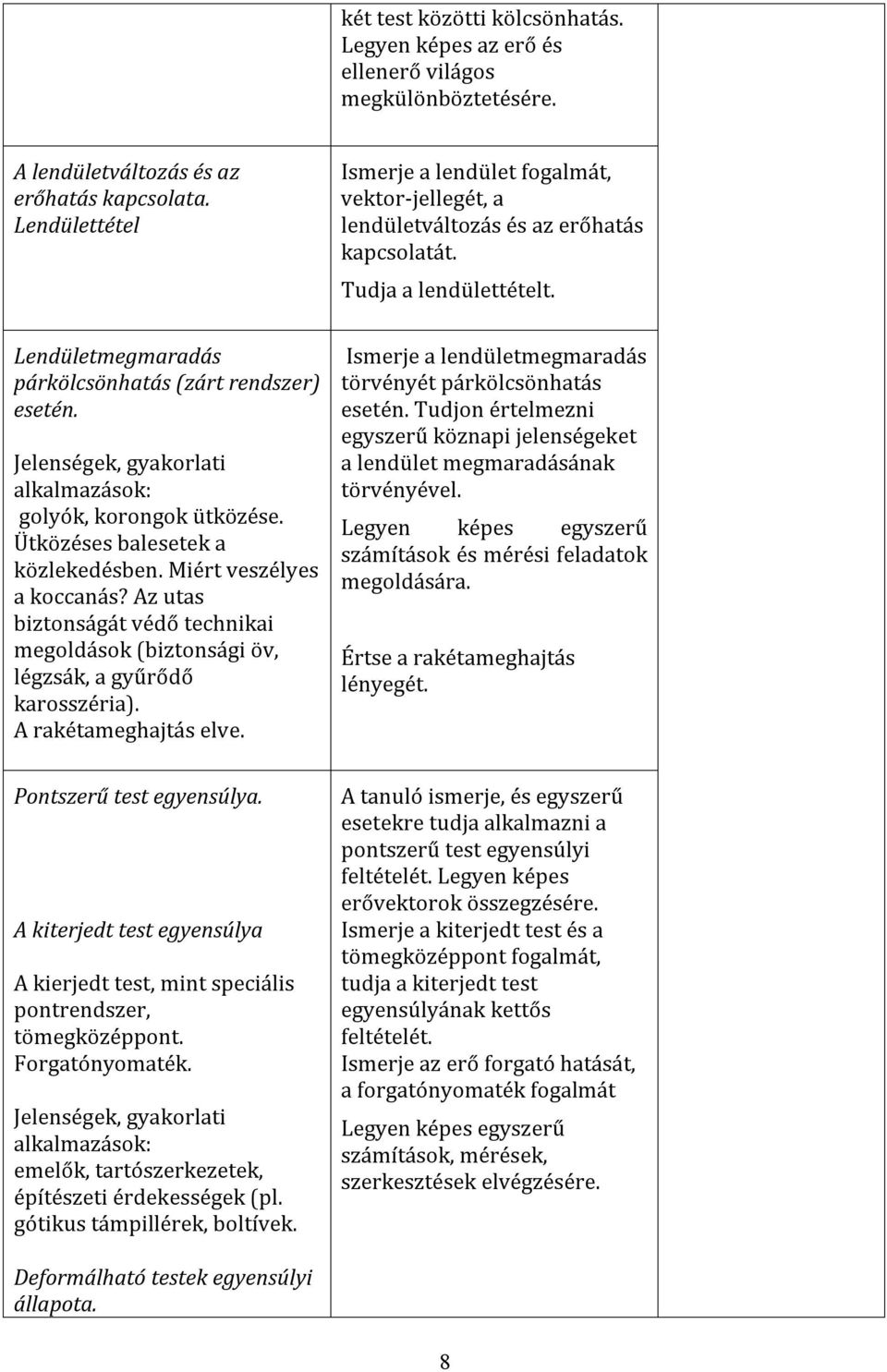 Jelenségek, gyakorlati alkalmazások: golyók, korongok ütközése. Ütközéses balesetek a közlekedésben. Miért veszélyes a koccanás?