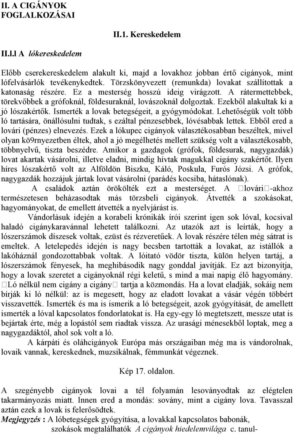 Ezekből alakultak ki a jó lószakértők. Ismerték a lovak betegségeit, a gyógymódokat. Lehetőségük volt több ló tartására, önállósulni tudtak, s ezáltal pénzesebbek, lóvésabbak lettek.