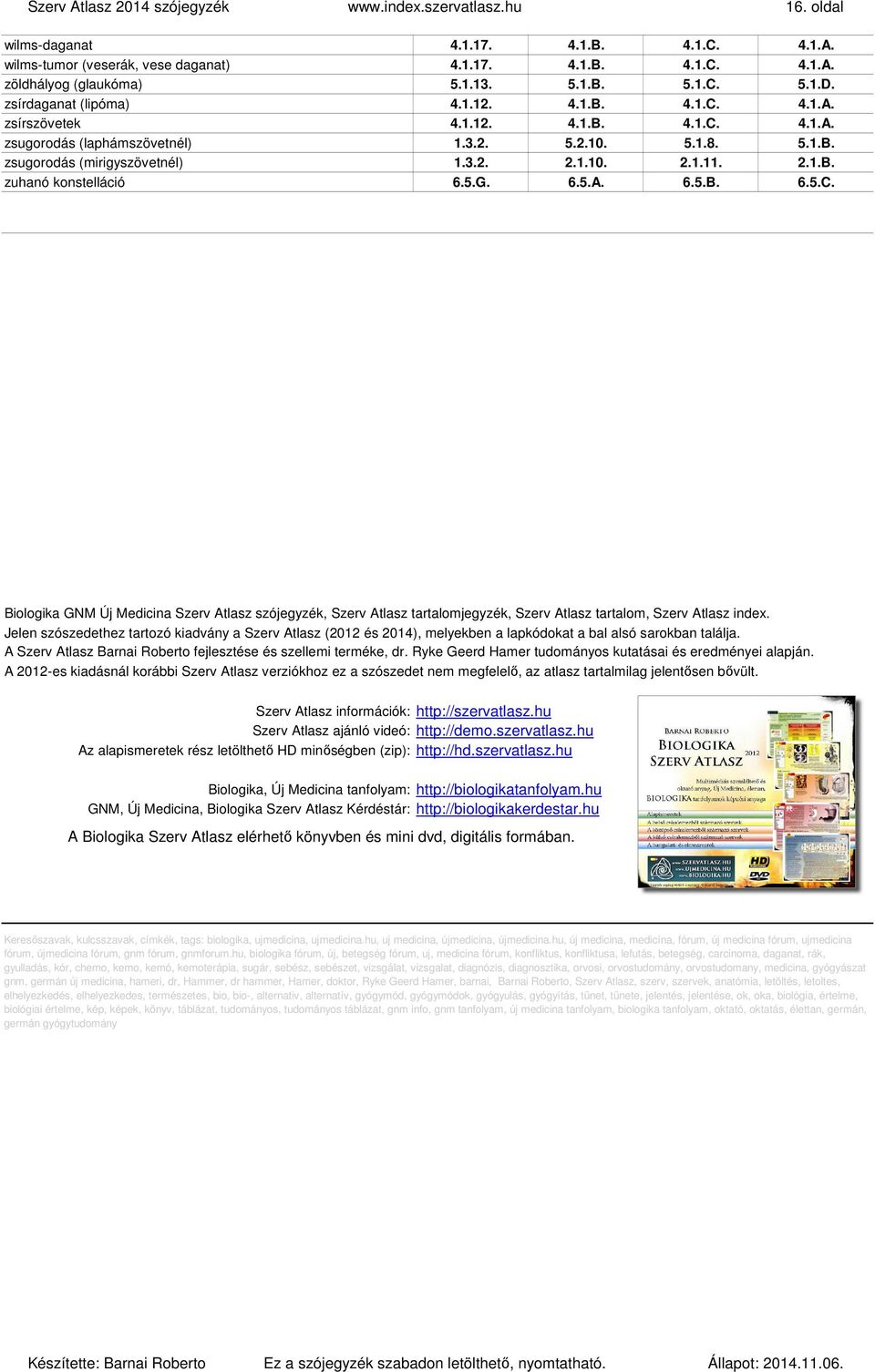 3.2. 2.1.10. 2.1.11. 2.1.B. zuhanó konstelláció 6.5.G. 6.5.A. 6.5.B. 6.5.C. Biologika GNM Új Medicina Szerv Atlasz szójegyzék, Szerv Atlasz tartalomjegyzék, Szerv Atlasz tartalom, Szerv Atlasz index.