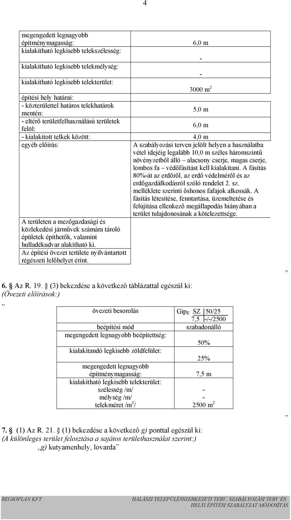 járművek számára tároló épületek építhetők, valamint hulladékudvar alakítható ki. Az építési övezet területe nyilvántartott régészeti lelőhelyet érint.