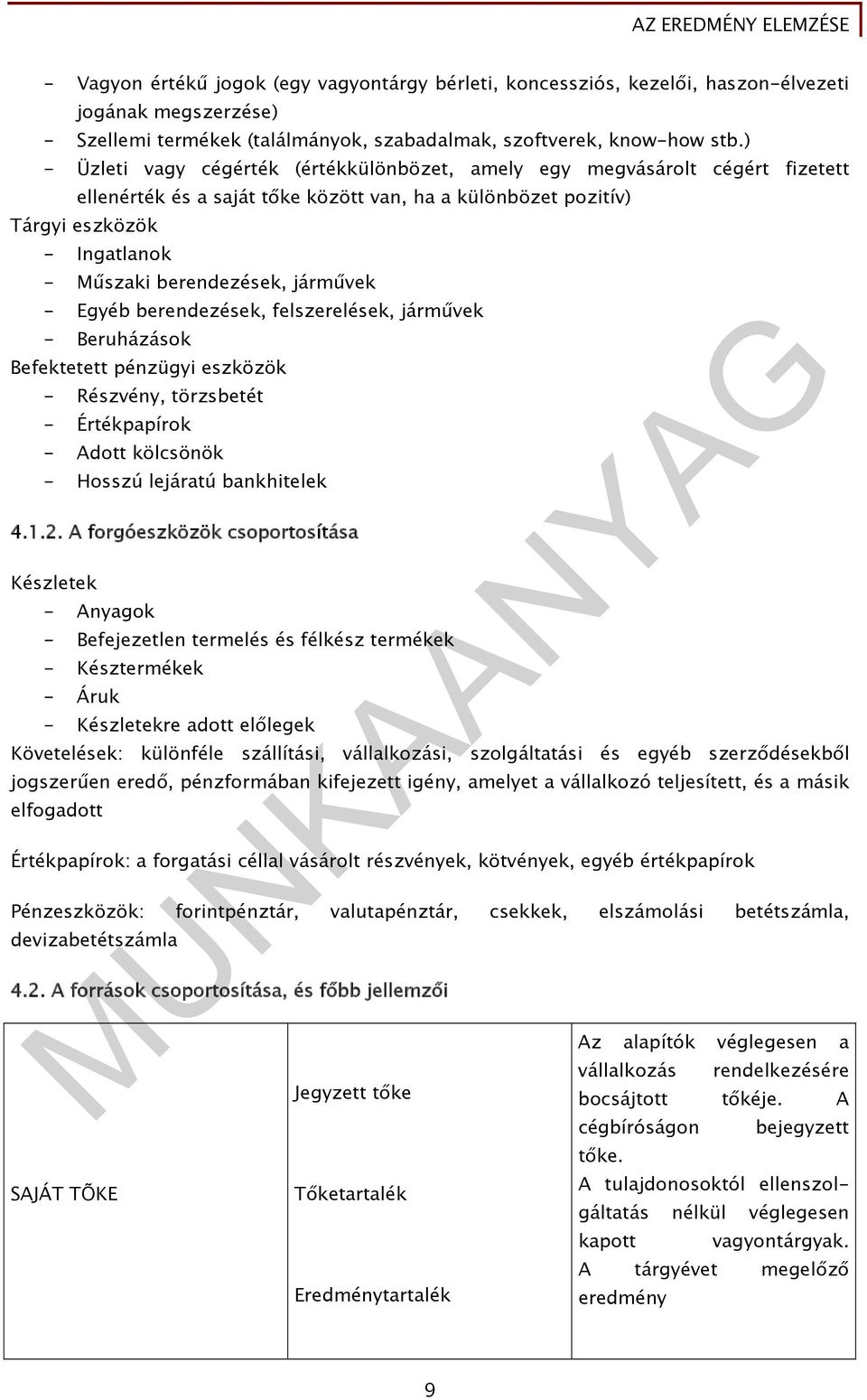 járművek - Egyéb berendezések, felszerelések, járművek - Beruházások Befektetett pénzügyi eszközök - Részvény, törzsbetét - Értékpapírok - Adott kölcsönök - Hosszú lejáratú bankhitelek 4.1.2.