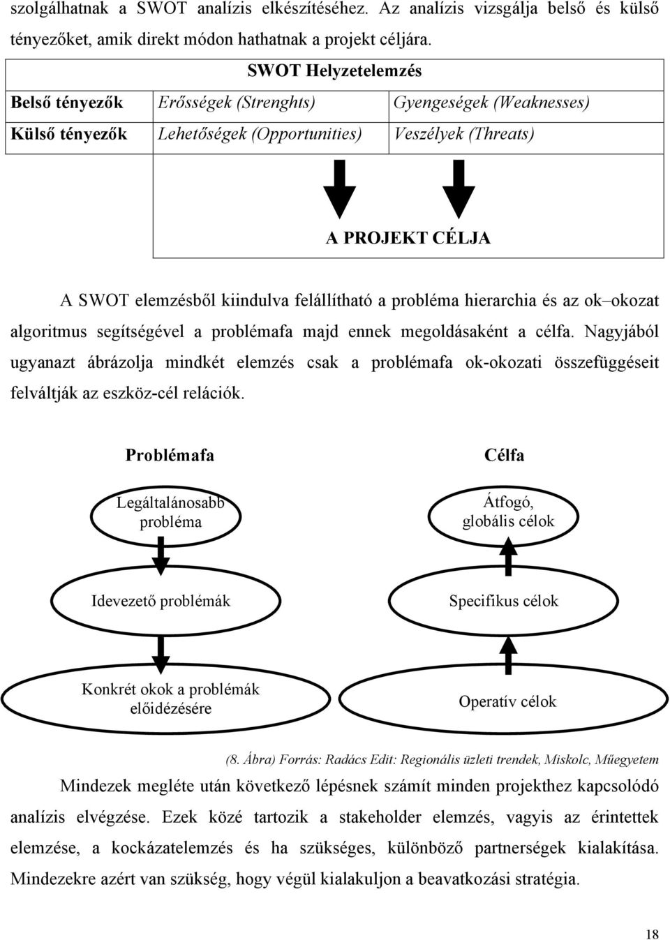 felállítható a probléma hierarchia és az ok okozat algoritmus segítségével a problémafa majd ennek megoldásaként a célfa.