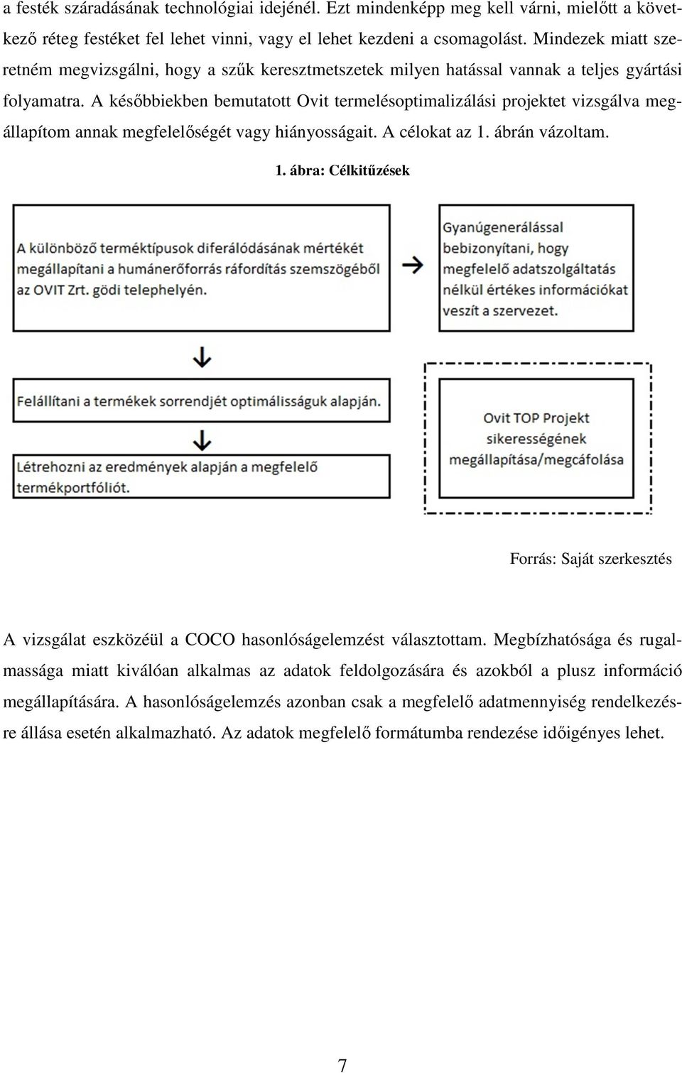 A későbbiekben bemutatott Ovit termelésoptimalizálási projektet vizsgálva megállapítom annak megfelelőségét vagy hiányosságait. A célokat az 1.