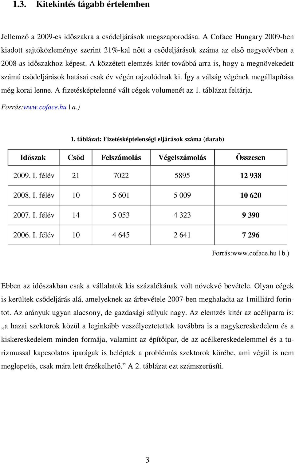 A közzétett elemzés kitér továbbá arra is, hogy a megnövekedett számú csődeljárások hatásai csak év végén rajzolódnak ki. Így a válság végének megállapítása még korai lenne.