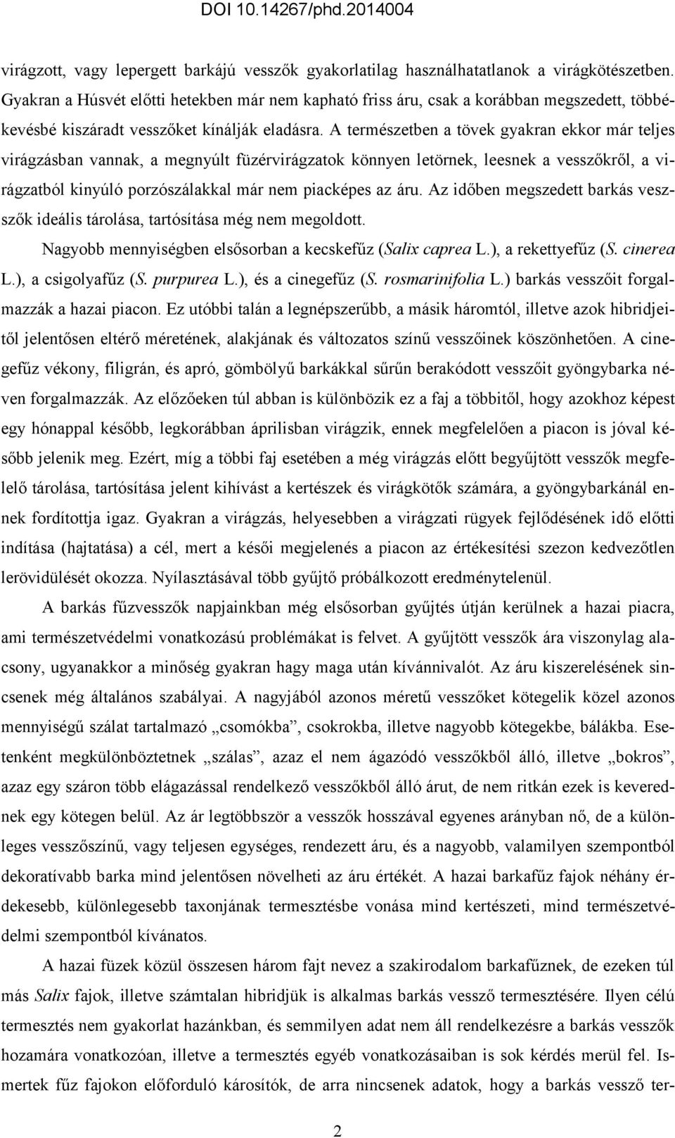 A természetben a tövek gyakran ekkor már teljes virágzásban vannak, a megnyúlt füzérvirágzatok könnyen letörnek, leesnek a vesszőkről, a virágzatból kinyúló porzószálakkal már nem piacképes az áru.