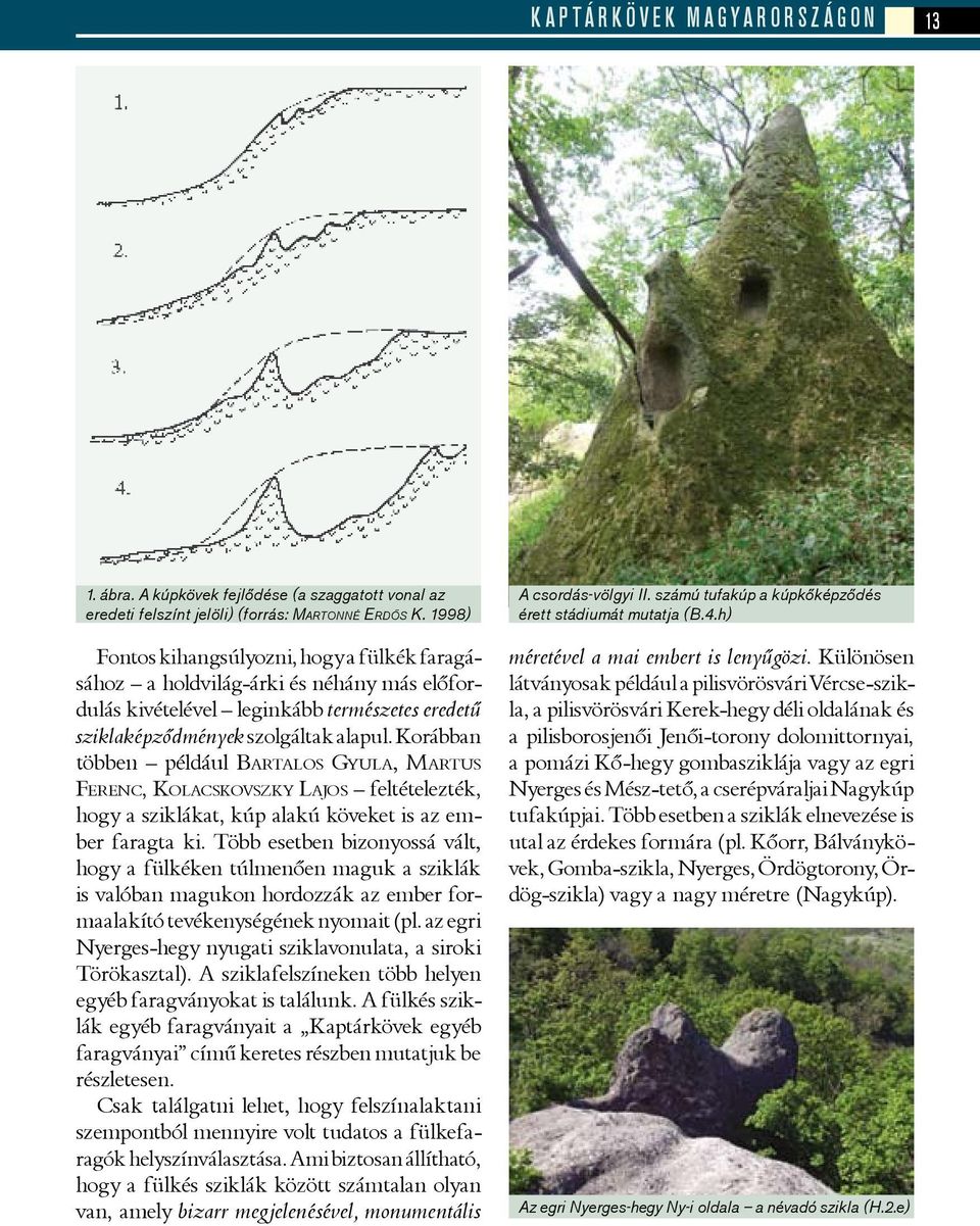 Korábban többen például Ba r ta l o s Gy u l a, Ma r t u s Fe r e n c, Ko l a c s k o v s z k y La j o s feltételezték, hogy a sziklákat, kúp alakú köveket is az ember faragta ki.