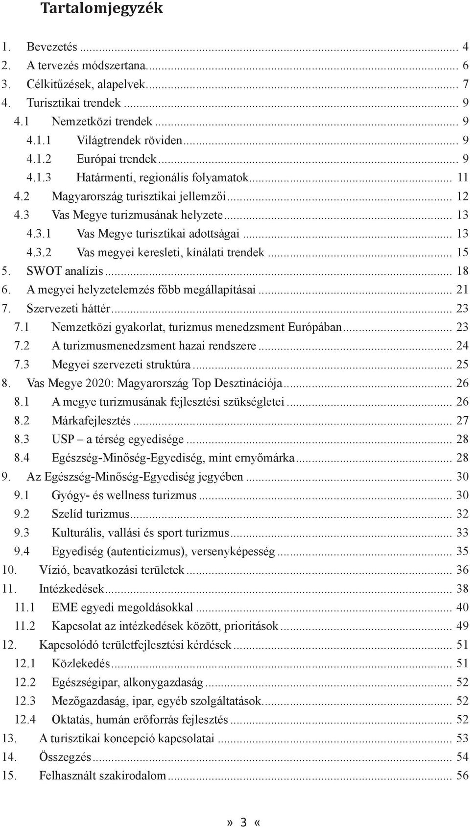 .. 15 5. SWOT analízis... 18 6. A megyei helyzetelemzés főbb megállapításai... 21 7. Szervezeti háttér... 23 7.1 Nemzetközi gyakorlat, turizmus menedzsment Európában... 23 7.2 A turizmusmenedzsment hazai rendszere.