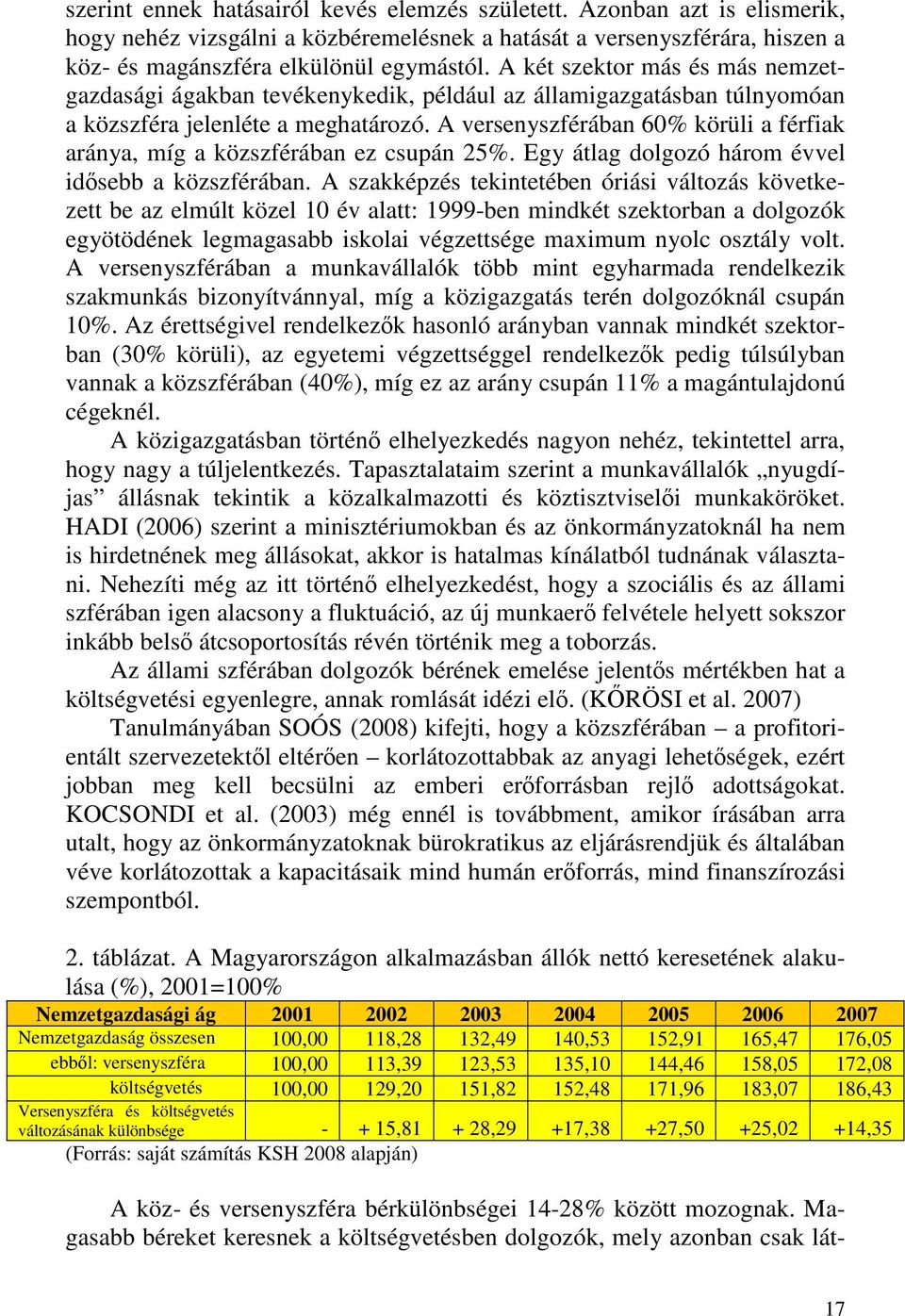 A versenyszférában 60% körüli a férfiak aránya, míg a közszférában ez csupán 25%. Egy átlag dolgozó három évvel idősebb a közszférában.