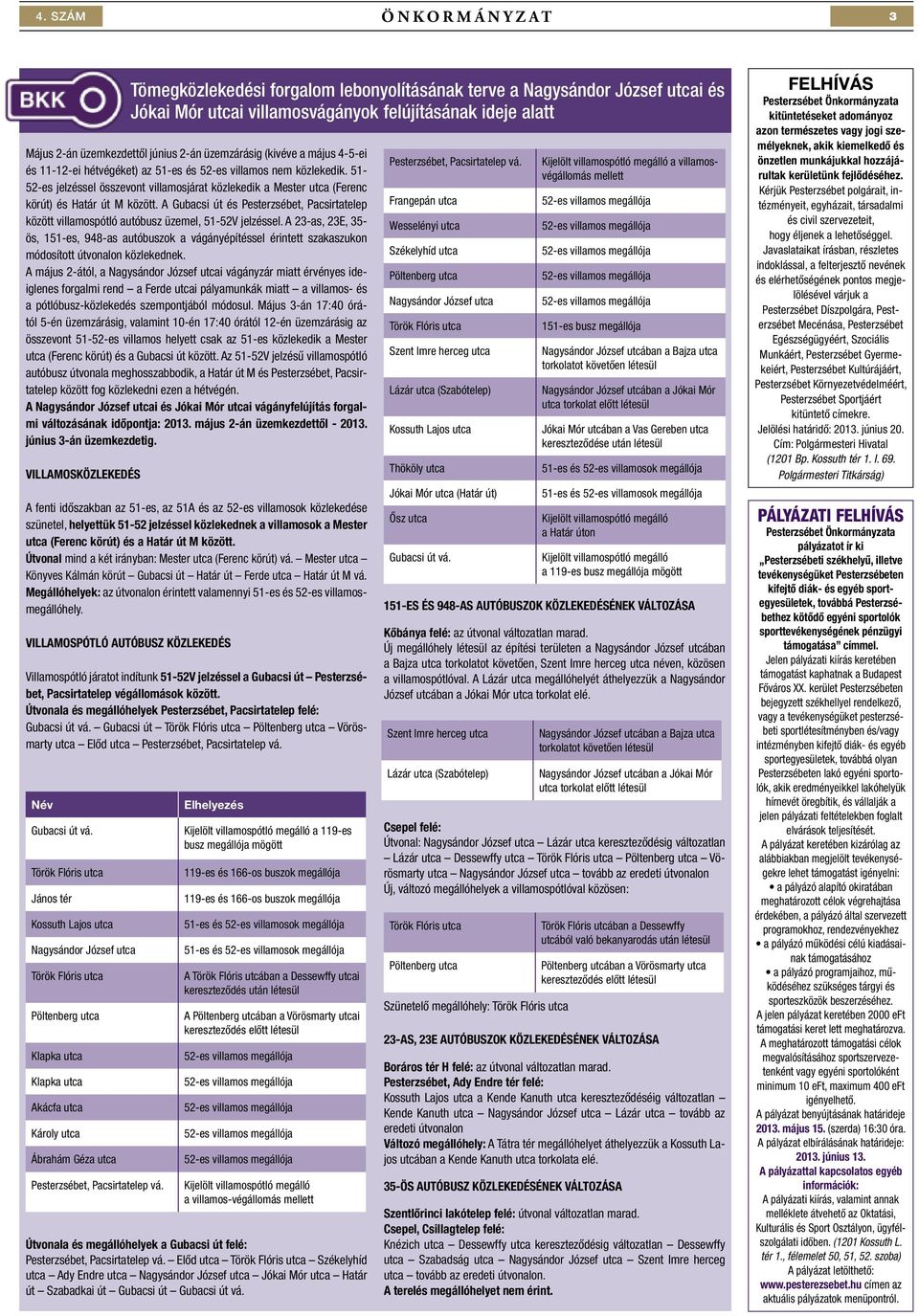 51-52-es jelzéssel összevont villamosjárat közlekedik a Mester utca (Ferenc körút) és Határ út M között.