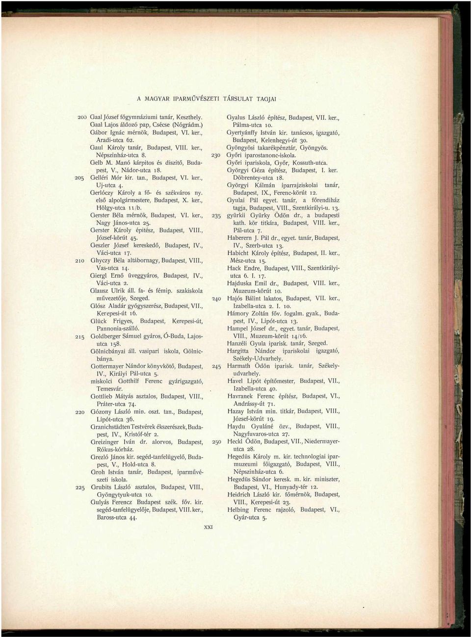 ker., Nagy János-utca 25. Gerster Károly építész, Budapest, VIII., József-körút 45. Geszler József kereskedő, Budapest, IV., Váci-utca 17. 210 Ghyczy Béla altábornagy, Budapest, VIII., Vas-utca 14.