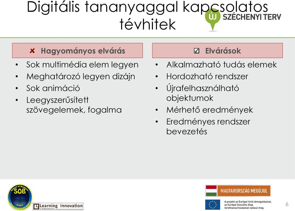 Leegyszerűsített szövegelemek, fogalma Elvárások Alkalmazható tudás elemek