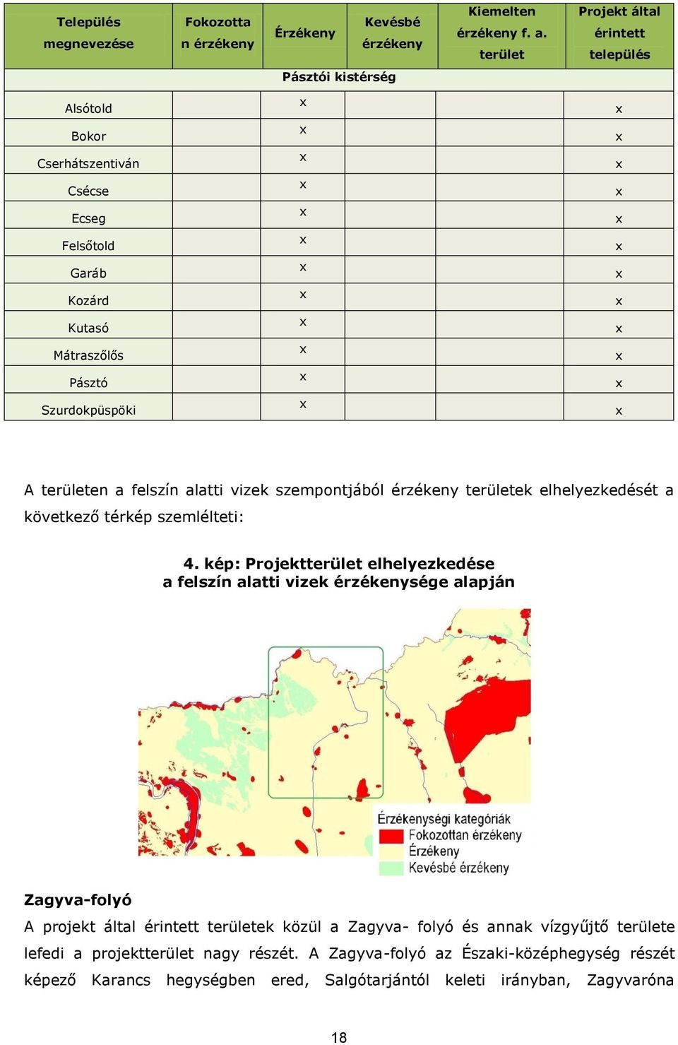 a felszín alatti vizek szempontjából érzékeny területek elhelyezkedését a következő térkép szemlélteti: 4.