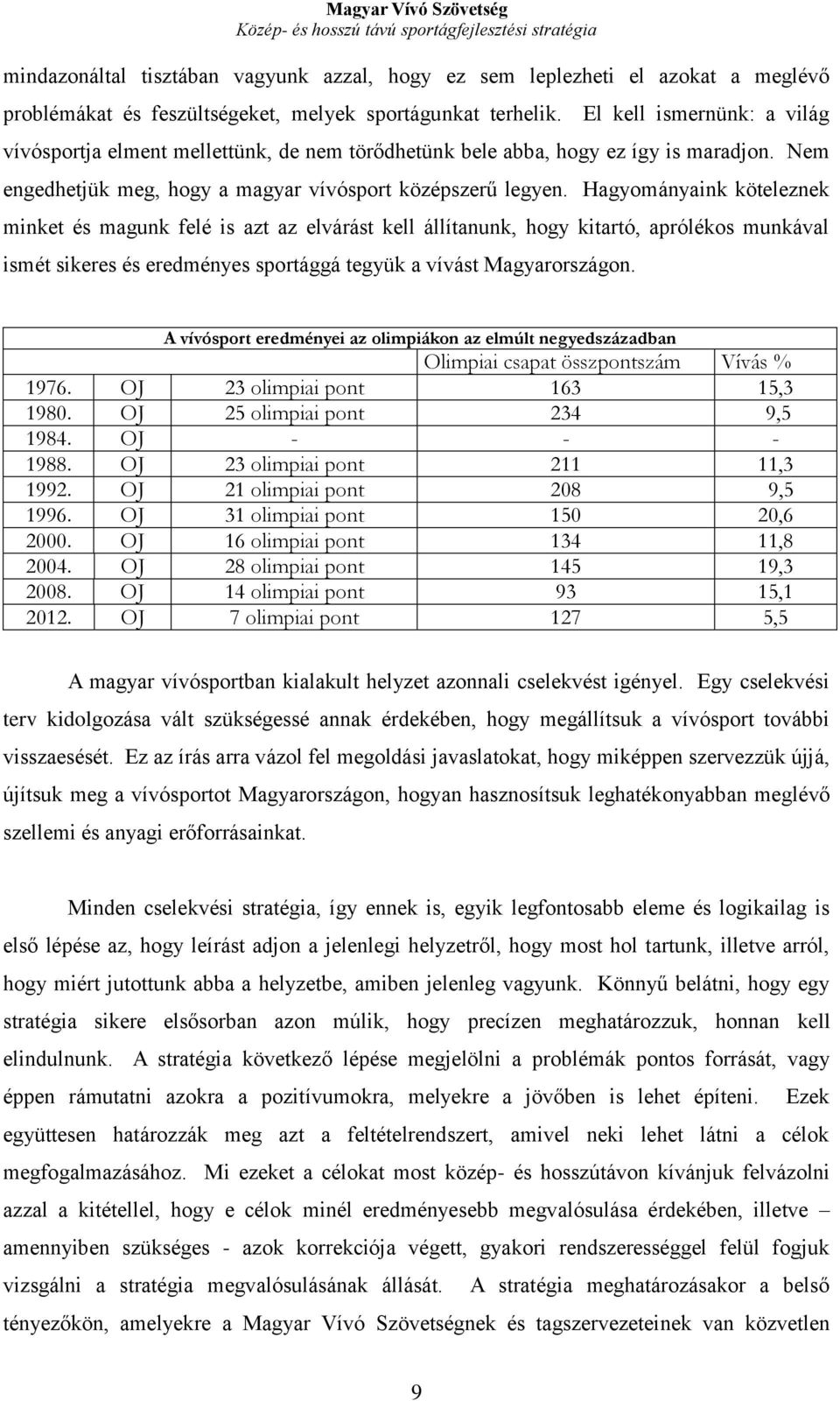 Hagyományaink köteleznek minket és magunk felé is azt az elvárást kell állítanunk, hogy kitartó, aprólékos munkával ismét sikeres és eredményes sportággá tegyük a vívást Magyarországon.