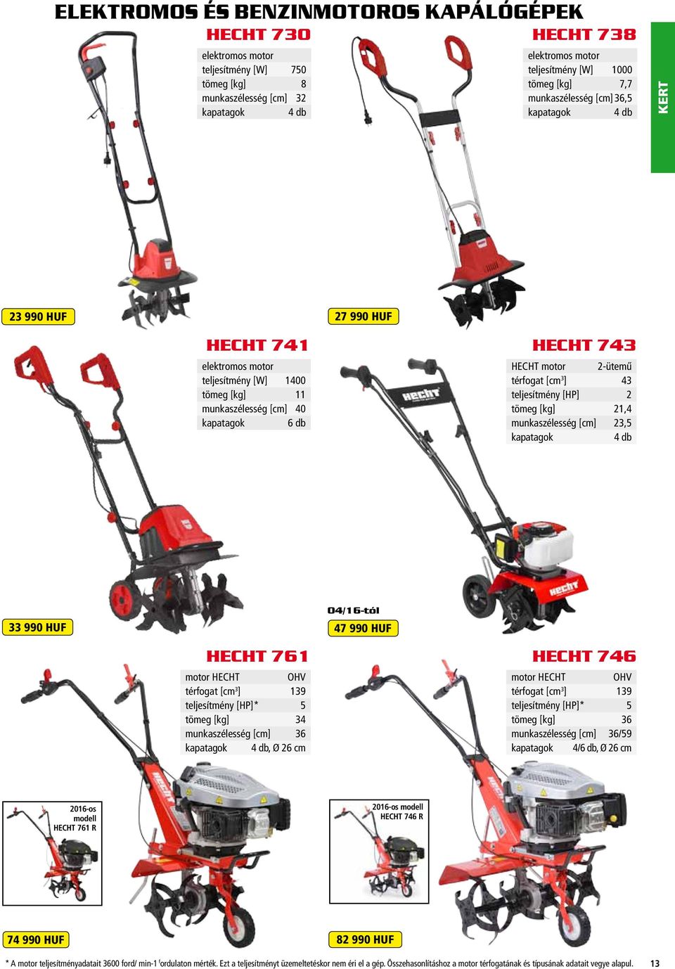 2-ütemű térfogat [cm 3 ] 43 teljesítmény [HP] 2 tömeg [kg] 21,4 munkaszélesség [cm] 23,5 kapatagok 4 db 33 990 HUF 47 990 HUF HECHT 761 motor HECHT OHV térfogat [cm 3 ] 139 teljesítmény [HP]* 5 tömeg