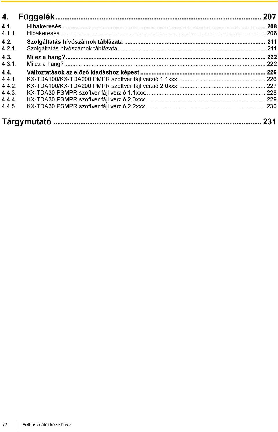 1xxx... 226 4.4.2. KX-TDA100/KX-TDA200 PMPR szoftver fájl verzió 2.0xxx... 227 4.4.3. KX-TDA30 PSMPR szoftver fájl verzió 1.1xxx... 228 4.4.4. KX-TDA30 PSMPR szoftver fájl verzió 2.