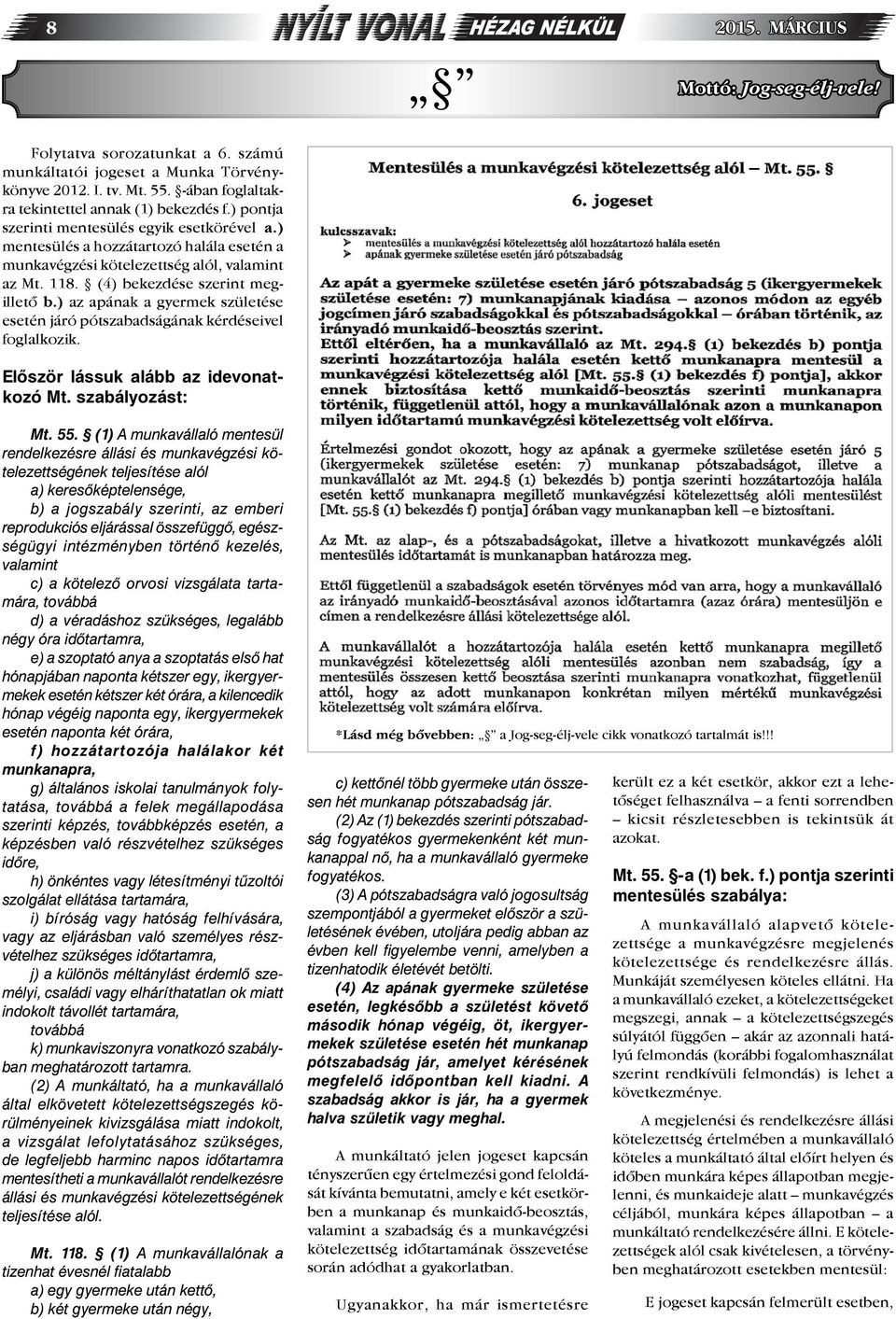 ) az apának a gyermek születése esetén járó pótszabadságának kérdéseivel foglalkozik. Először lássuk alább az idevonatkozó Mt. szabályozást: Mt. 55.