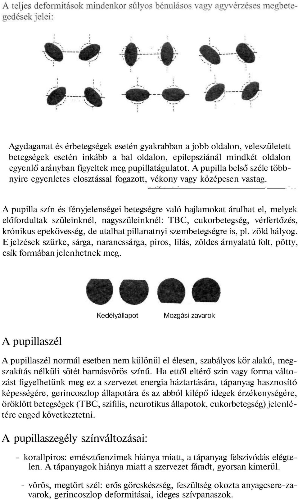 - '-'V, " _ ^ A pupilla szín és fényjelenségei betegségre való hajlamokat árulhat el, melyek előfordultak szüleinknél, nagyszüleinknél: TBC, cukorbetegség, vérfertőzés, krónikus epekövesség, de