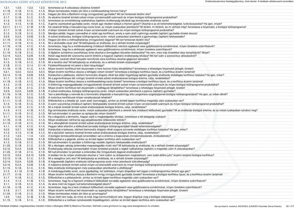 Az ekcéma tünetnél érintett szövet milyen csíralemezből származik és milyen biológiai különprogramot produkálhat? 5.1.6. 5.1.B. 5.1.C. 5.1.D.