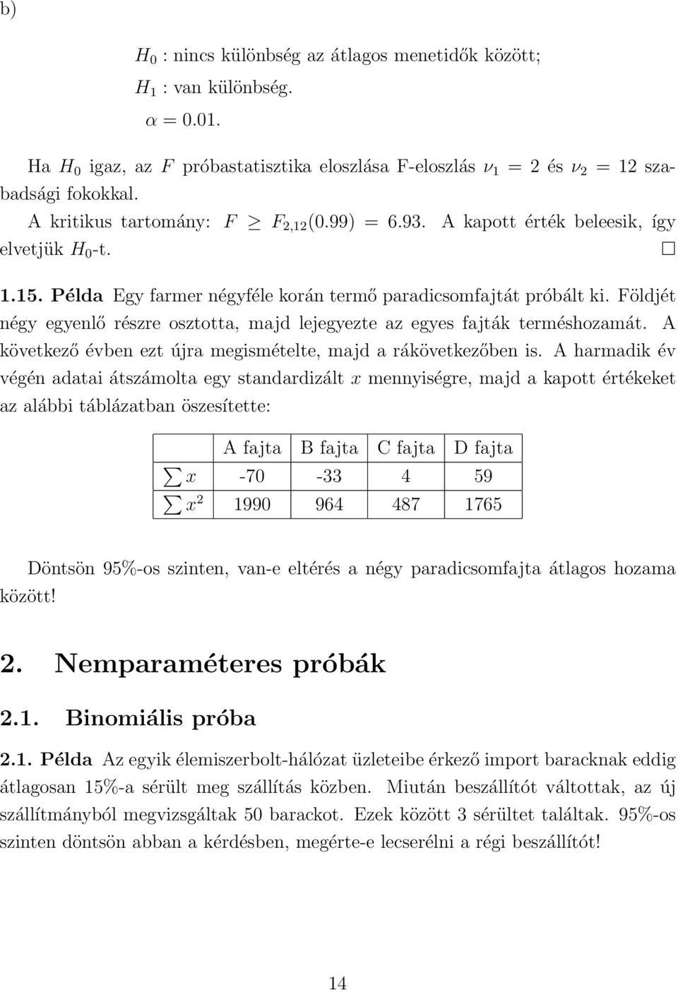 Földjét négy egyenlő részre osztotta, majd lejegyezte az egyes fajták terméshozamát. A következő évben ezt újra megismételte, majd a rákövetkezőben is.