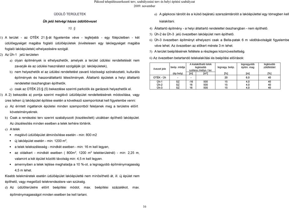 át figyelembe véve legfeljebb egy főépületben két 6) Üh3 övezetben építményt elhelyezni csak a Bellapatak 6 m védőtávolságát figyelembe üdülőegységet magába foglaló üdülőépületek (kivételesen egy