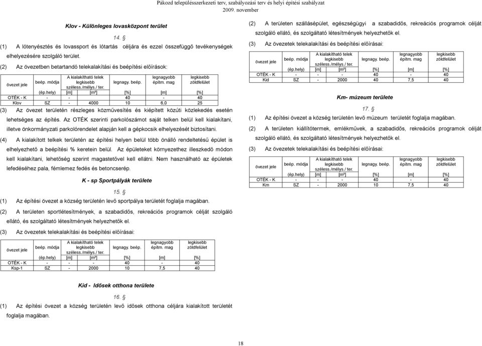 [m²] 00 a szabadidős, rekreációs programok célját szolgáló ellátó, és szolgáltató létesítmények helyezhetők el. 14. A területen szállásépület, egészségügyi legnagy. beép. legnagyobb építm.