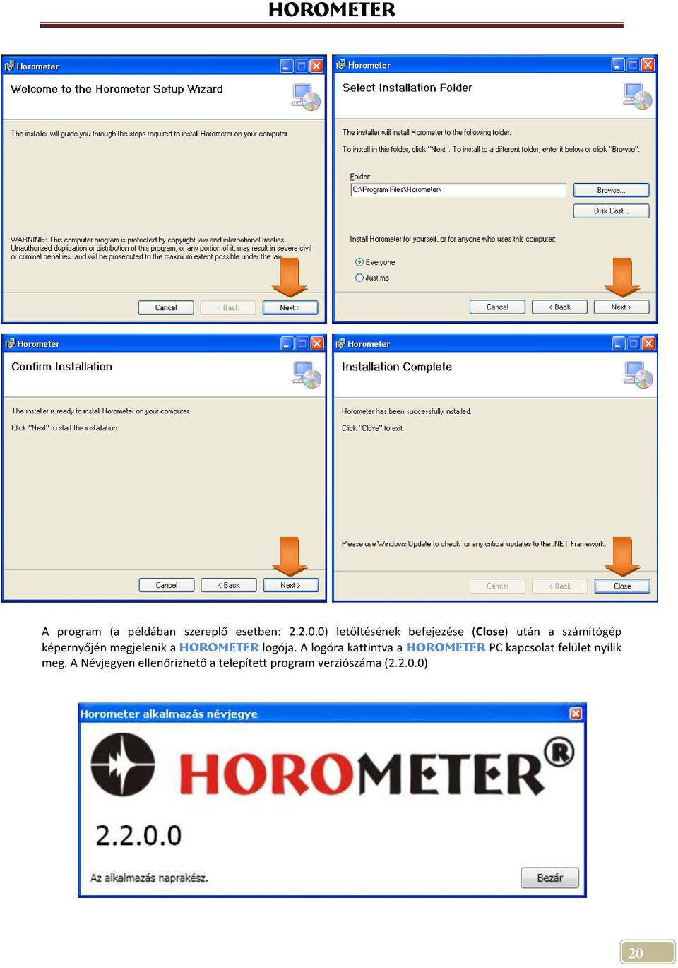 megjelenik a HOROMETER logója.