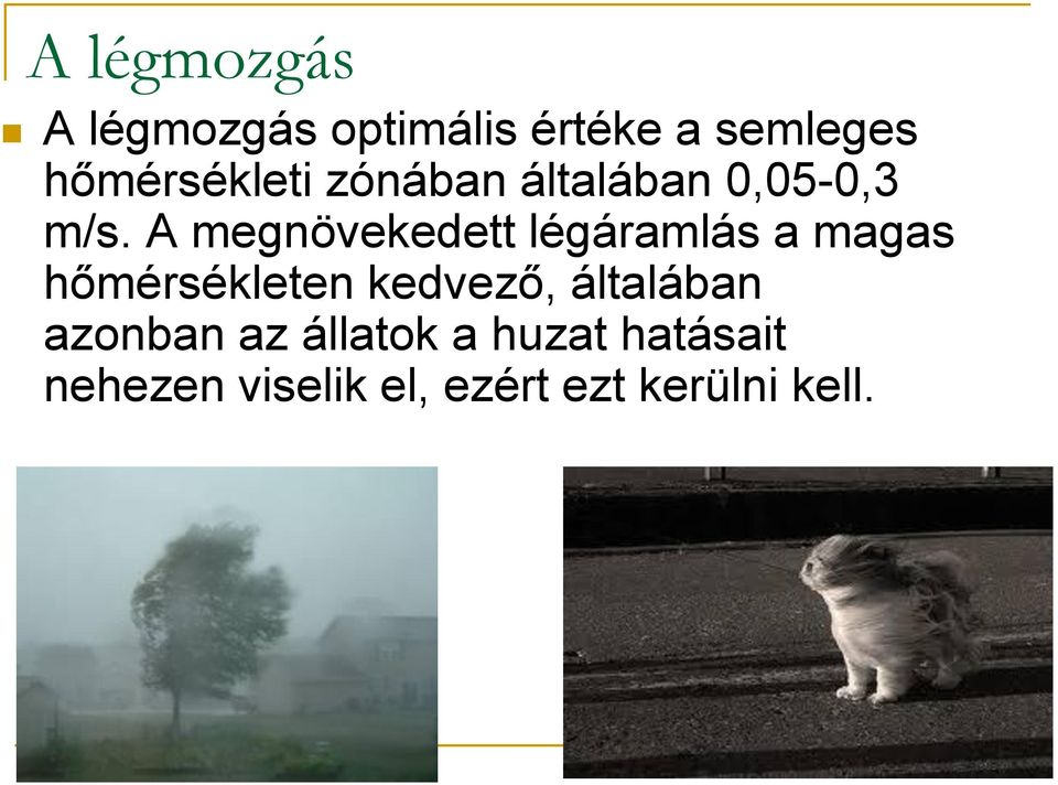 A megnövekedett légáramlás a magas hőmérsékleten kedvező,