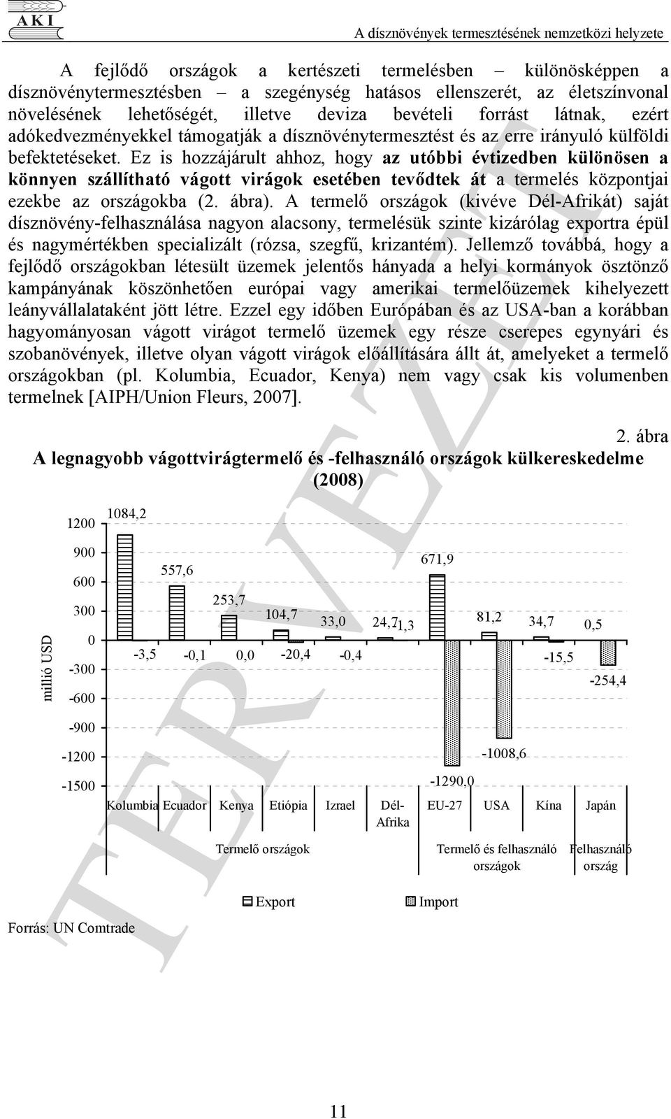 Ez is hozzájárult ahhoz, hogy az utóbbi évtizedben különösen a könnyen szállítható vágott virágok esetében tevődtek át a termelés központjai ezekbe az országokba (2. ábra).