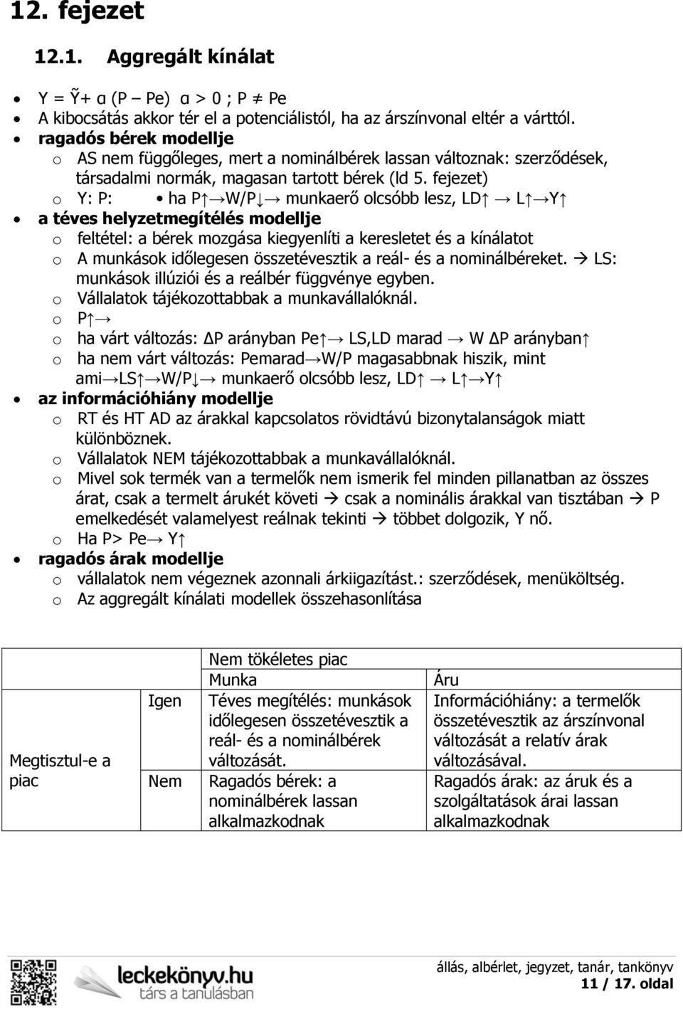 fejezet) o Y: P: ha P W/P munkaerő olcsóbb lesz, LD L Y a téves helyzetmegítélés modellje o feltétel: a bérek mozgása kiegyenlíti a keresletet és a kínálatot o A munkások időlegesen összetévesztik a