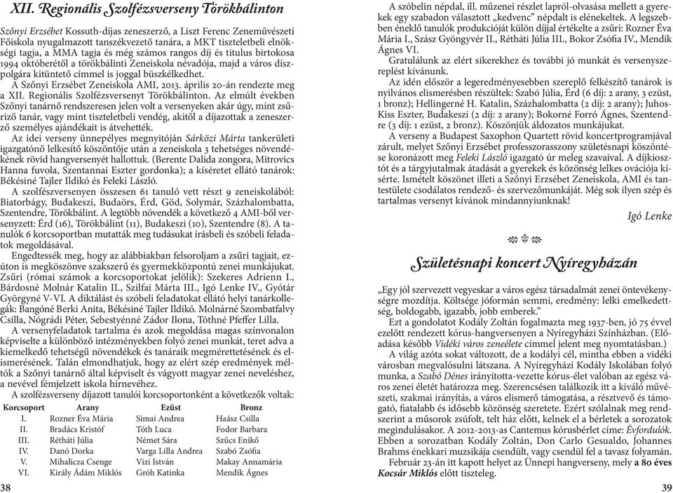 tagja és még számos rangos díj és titulus birtokosa 1994 októberétől a törökbálinti Zeneiskola névadója, majd a város díszpolgára kitüntető címmel is joggal büszkélkedhet.