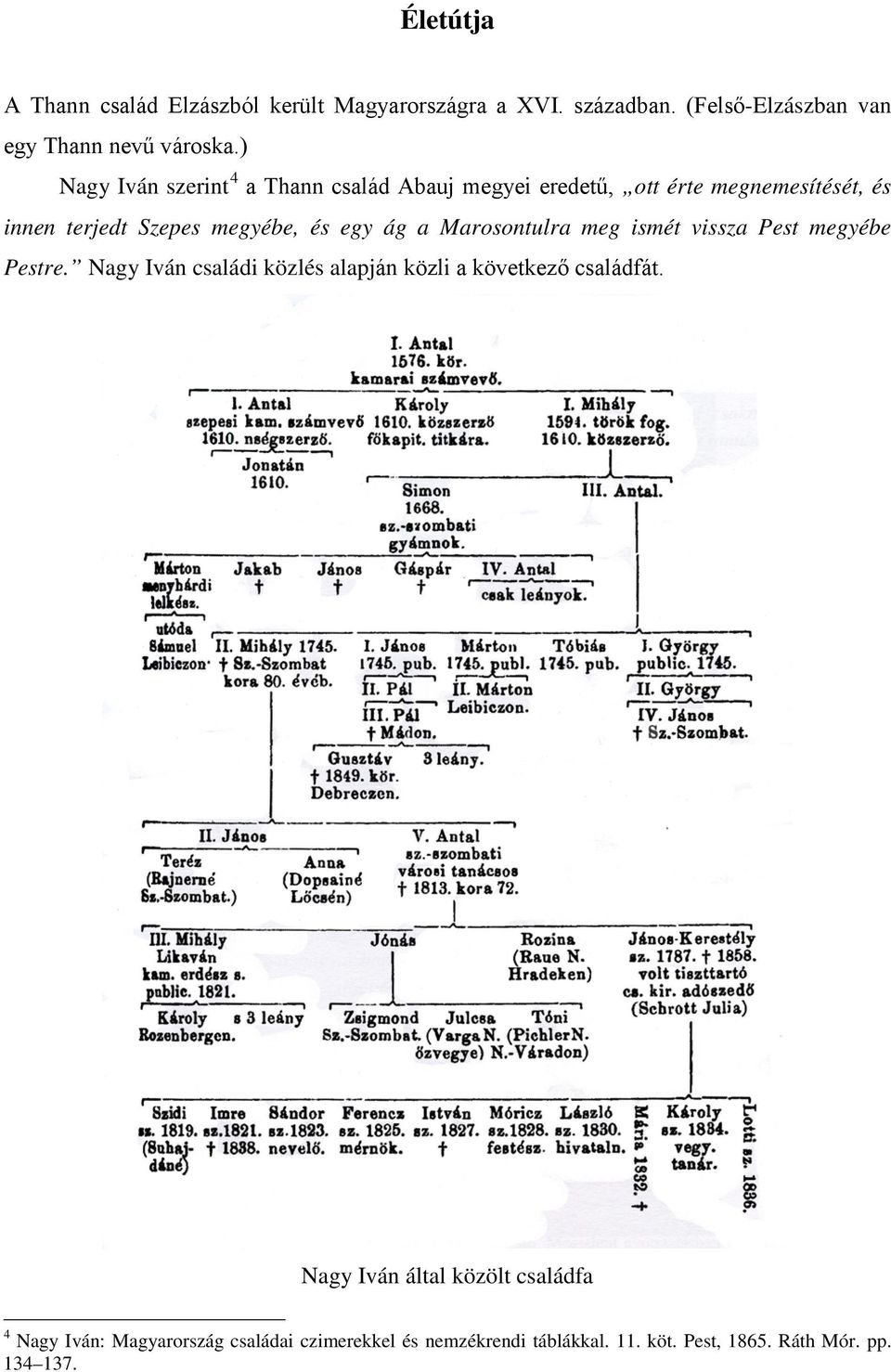 a Marosontulra meg ismét vissza Pest megyébe Pestre. Nagy Iván családi közlés alapján közli a következő családfát.