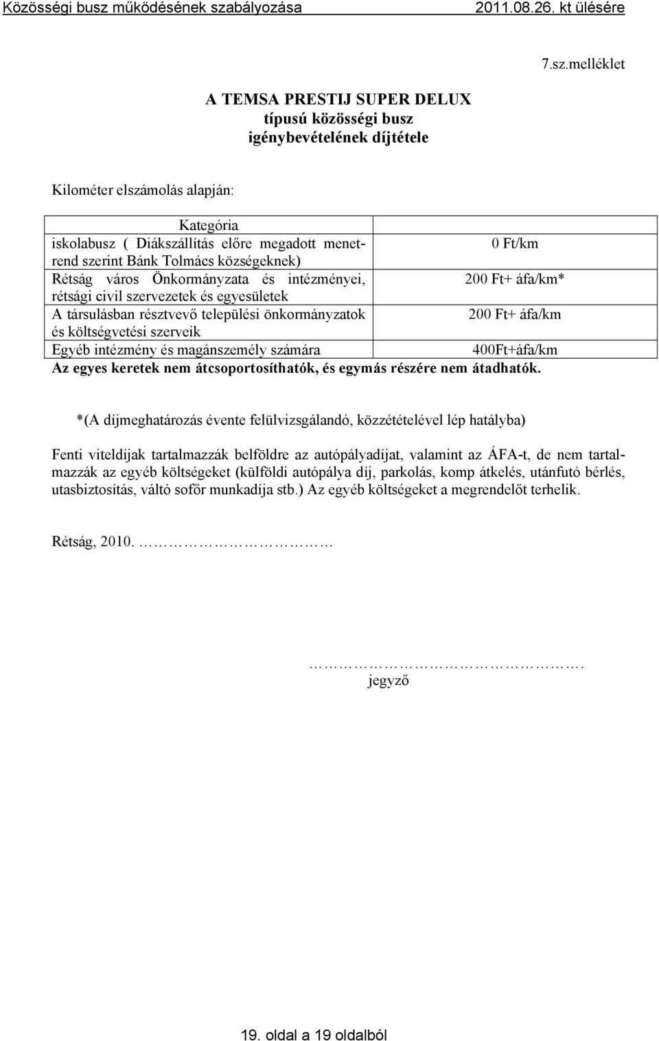 költségvetési szerveik Egyéb intézmény és magánszemély számára 400Ft+áfa/km Az egyes keretek nem átcsoportosíthatók, és egymás részére nem átadhatók.