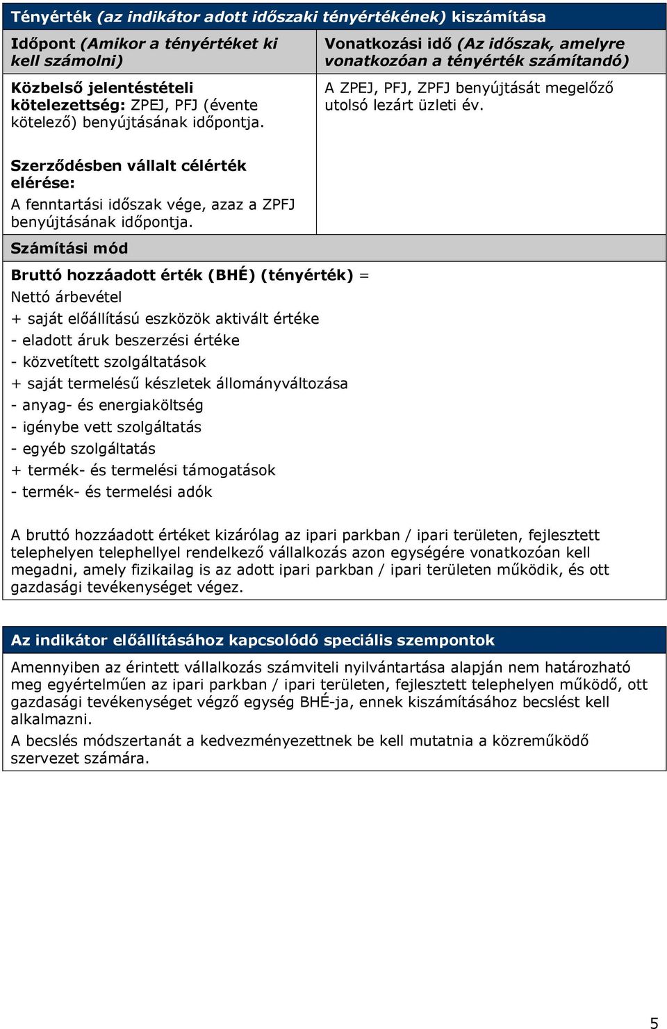 Szerződésben vállalt célérték elérése: A fenntartási időszak vége, azaz a ZPFJ benyújtásának időpontja.