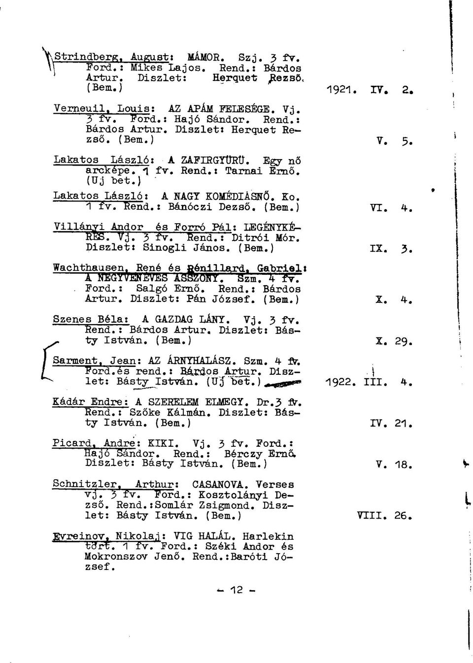 Villányi Andor és Forró Páls LEGÉNYKÉ- RES. Vj. 3 fv. Rend.: Ditrói Mór. Diszlets Sinogli János. (Bem.) IX. 3. Wachthajsen, Á HiSGYfar^S René ésfiénillard,gabriels IfiSfeOBY. ' 5zrn. 4 fv.. Ford.